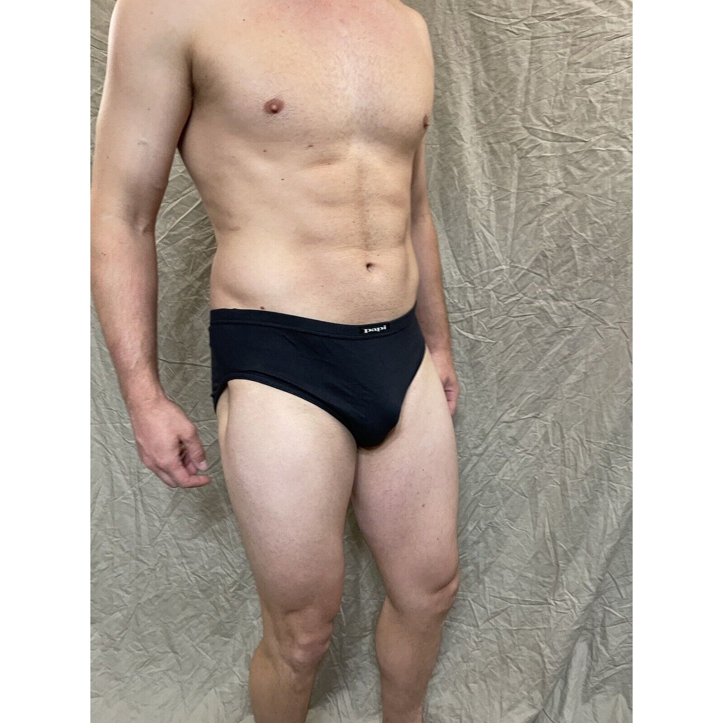 men's papi large black cotton brief