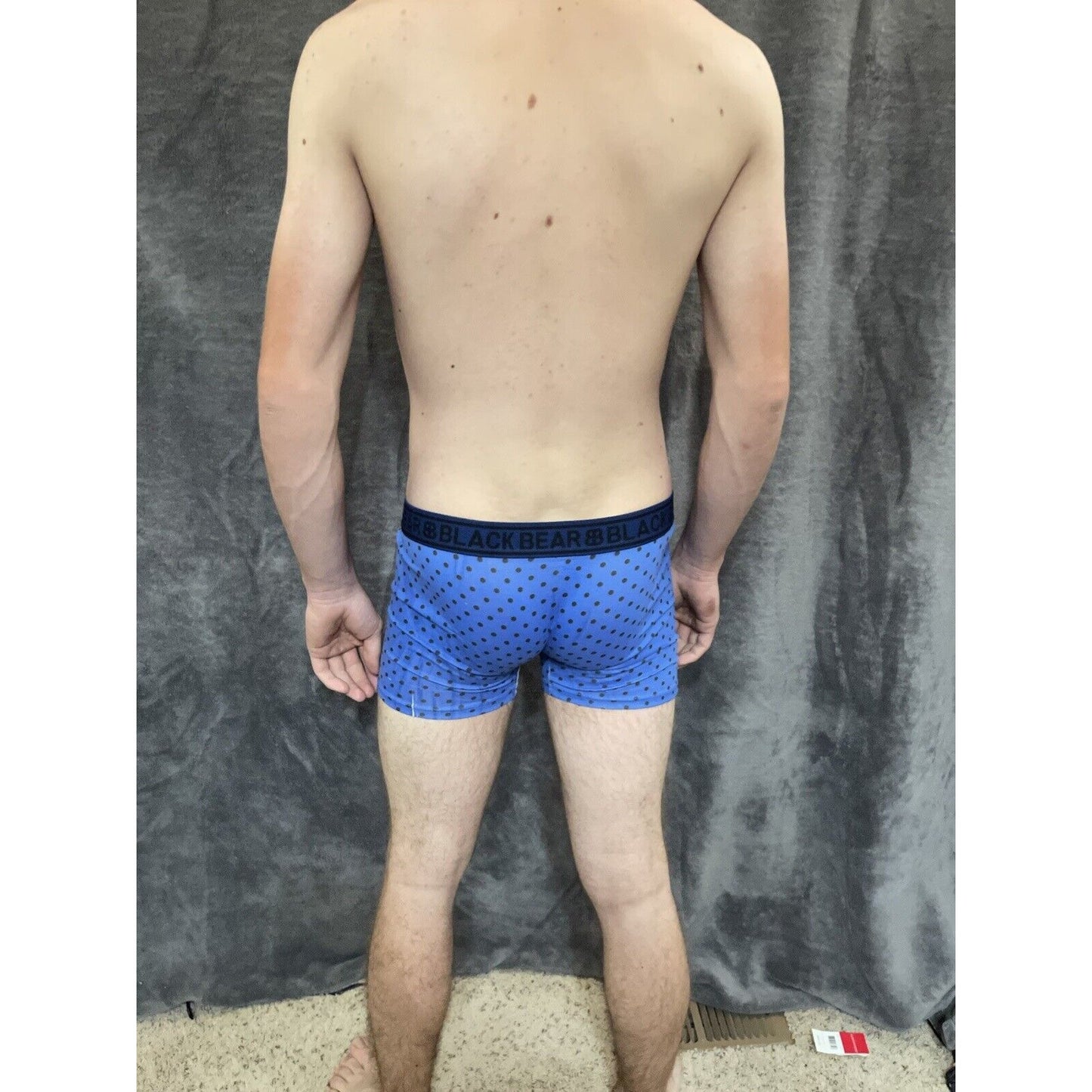 men's medium athletic trunk style black bear boxer brief Blue Polka Dots