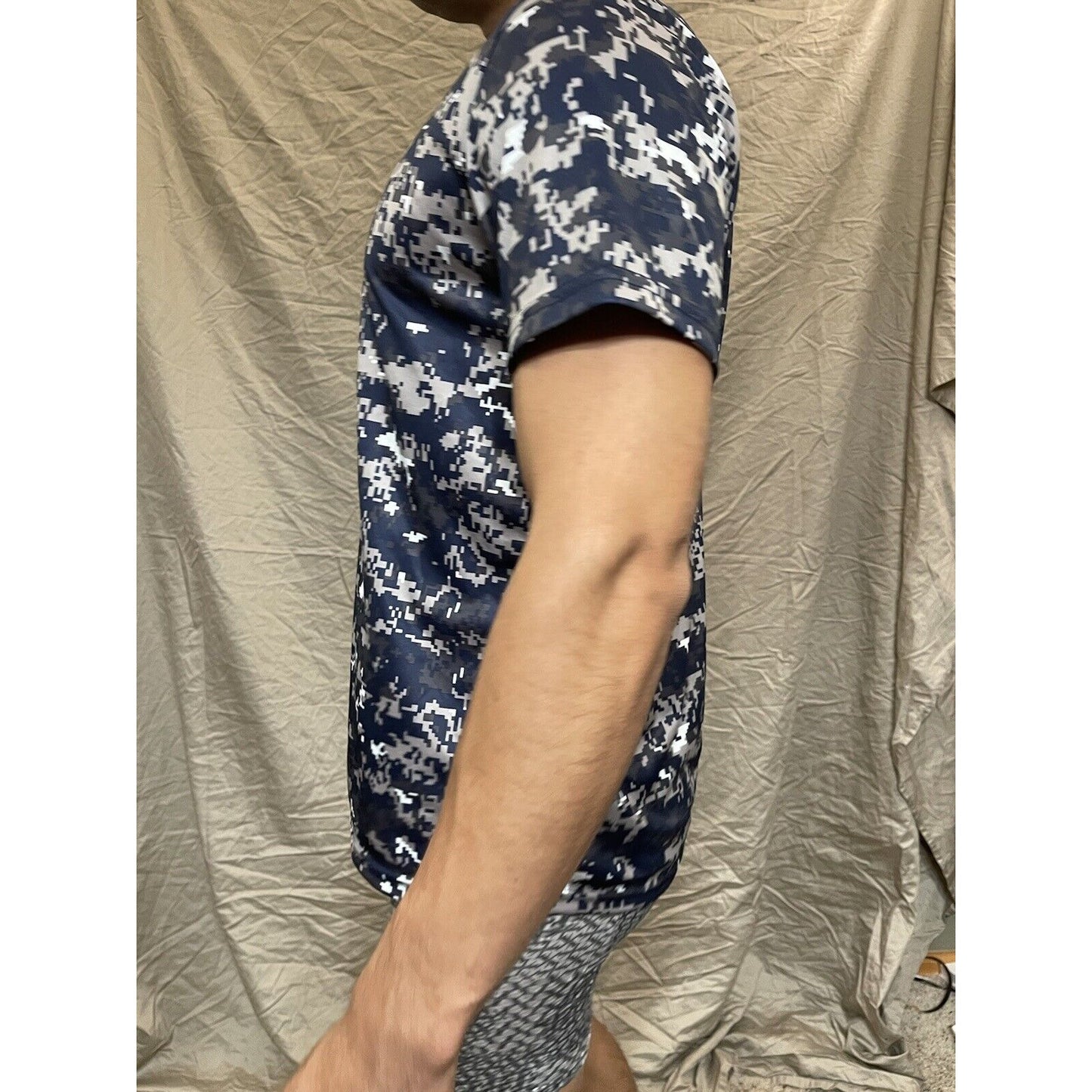 Boy's Youth Large Digi Camo Alleson Athletic Blue Compression Workout Shirt