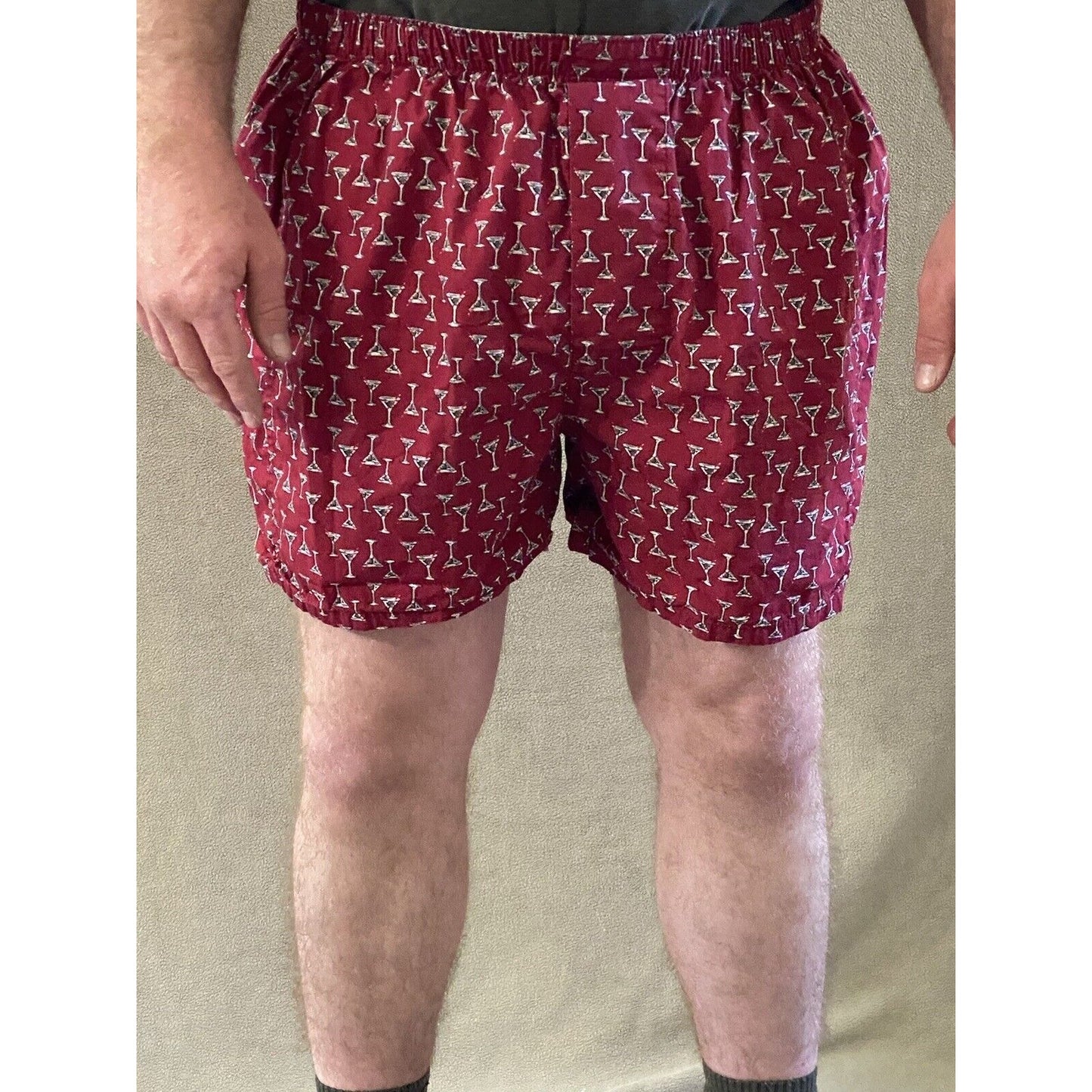 Banana Republic Men’s XL Red Martini Glass Pattern 100% Cotton Boxer Shorts New
