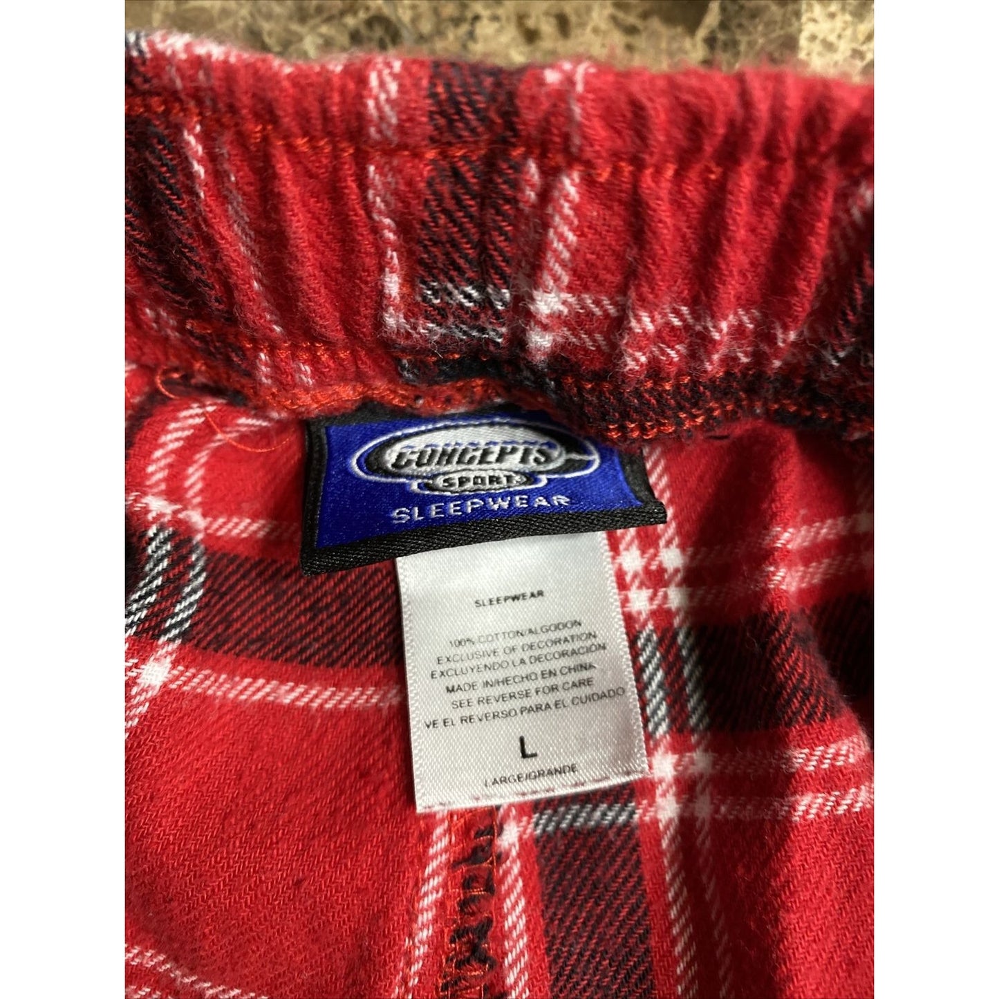 TEXAS TECH Concepts Sports Men’s Large Red & Black Plaid Pajama PJ Lounge Pants