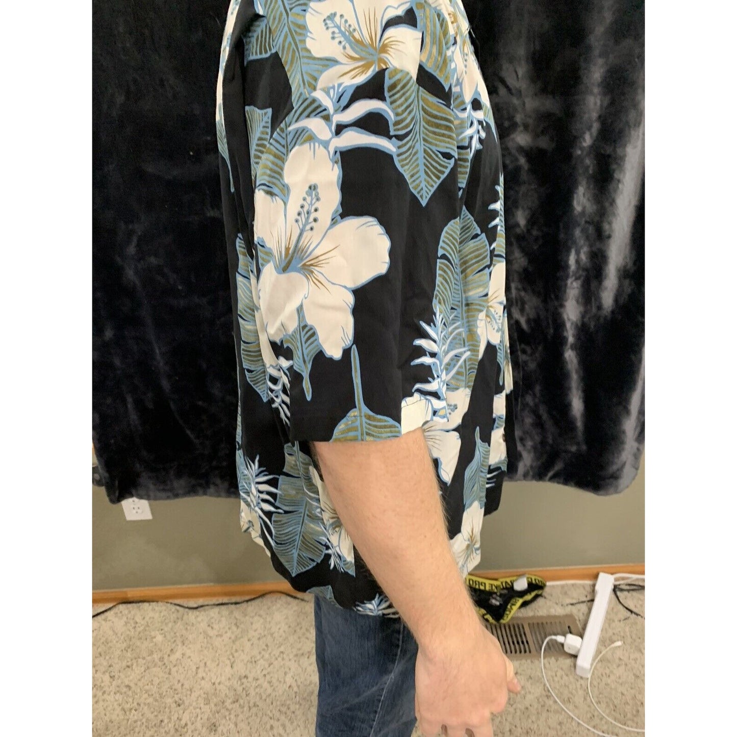 HO ALOHA, USA, Men's Large Hawaiian Tropical ALOHA SHIRT, S/S, Floral Pattern