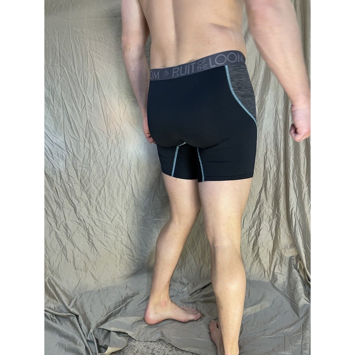 men's fruit of the loom XL compression boxer briefs breathable Black And Gray