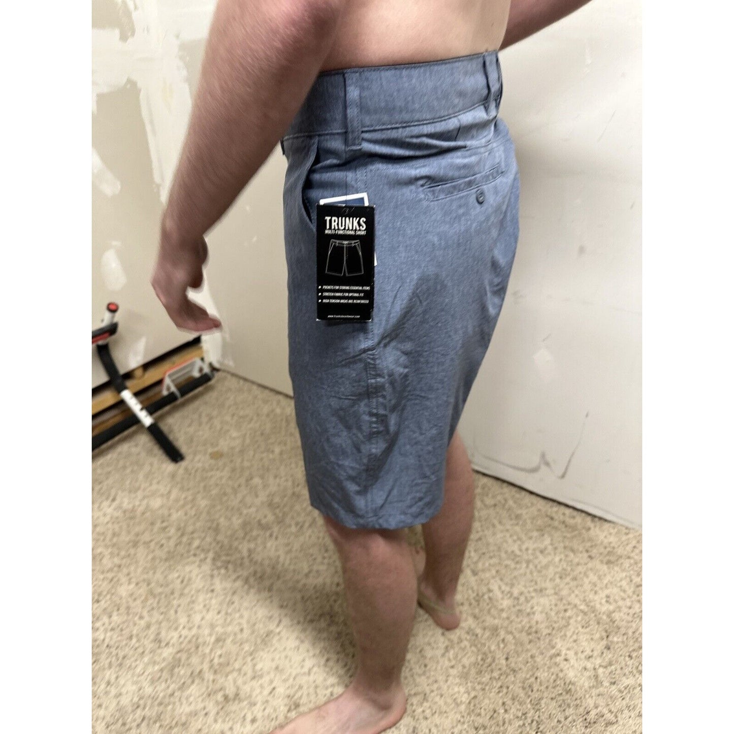 men’s trunks multi-functional size 36 gray blue shorts
