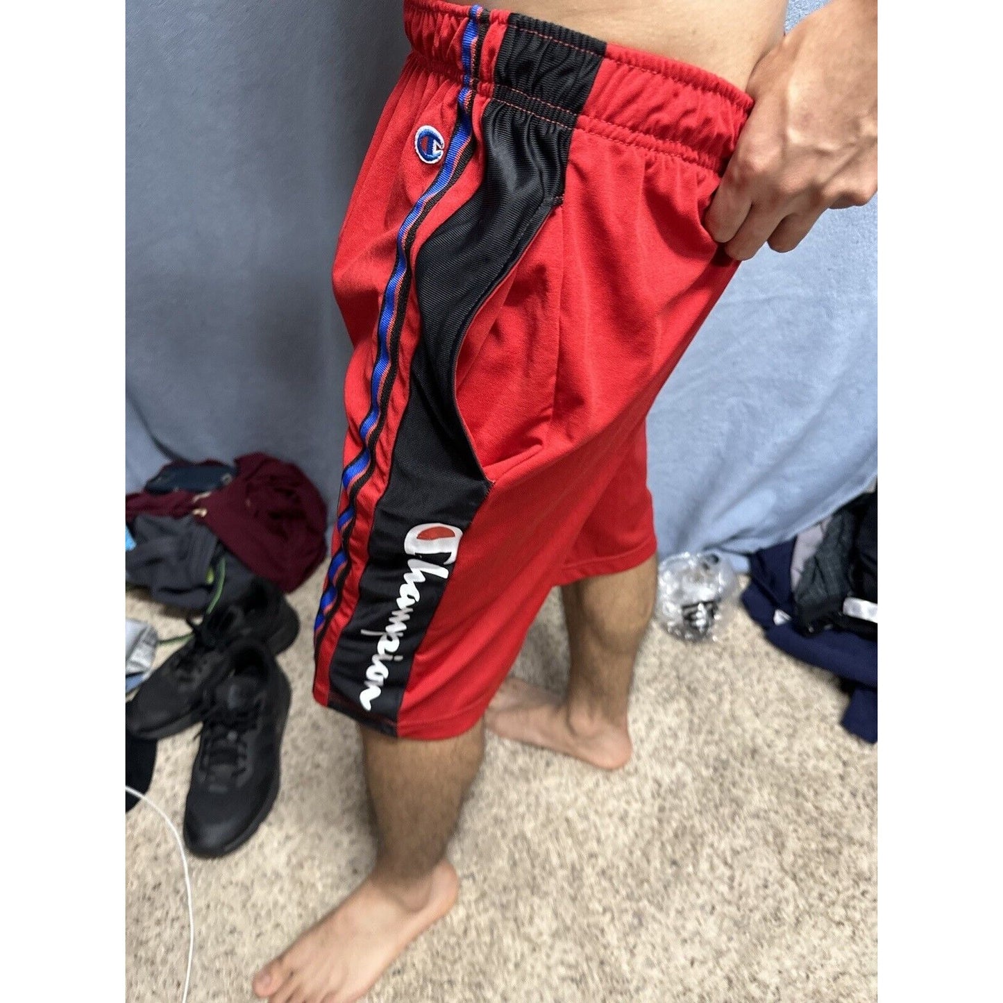 Men’s Red Champion Performance Shorts With Pockets No String