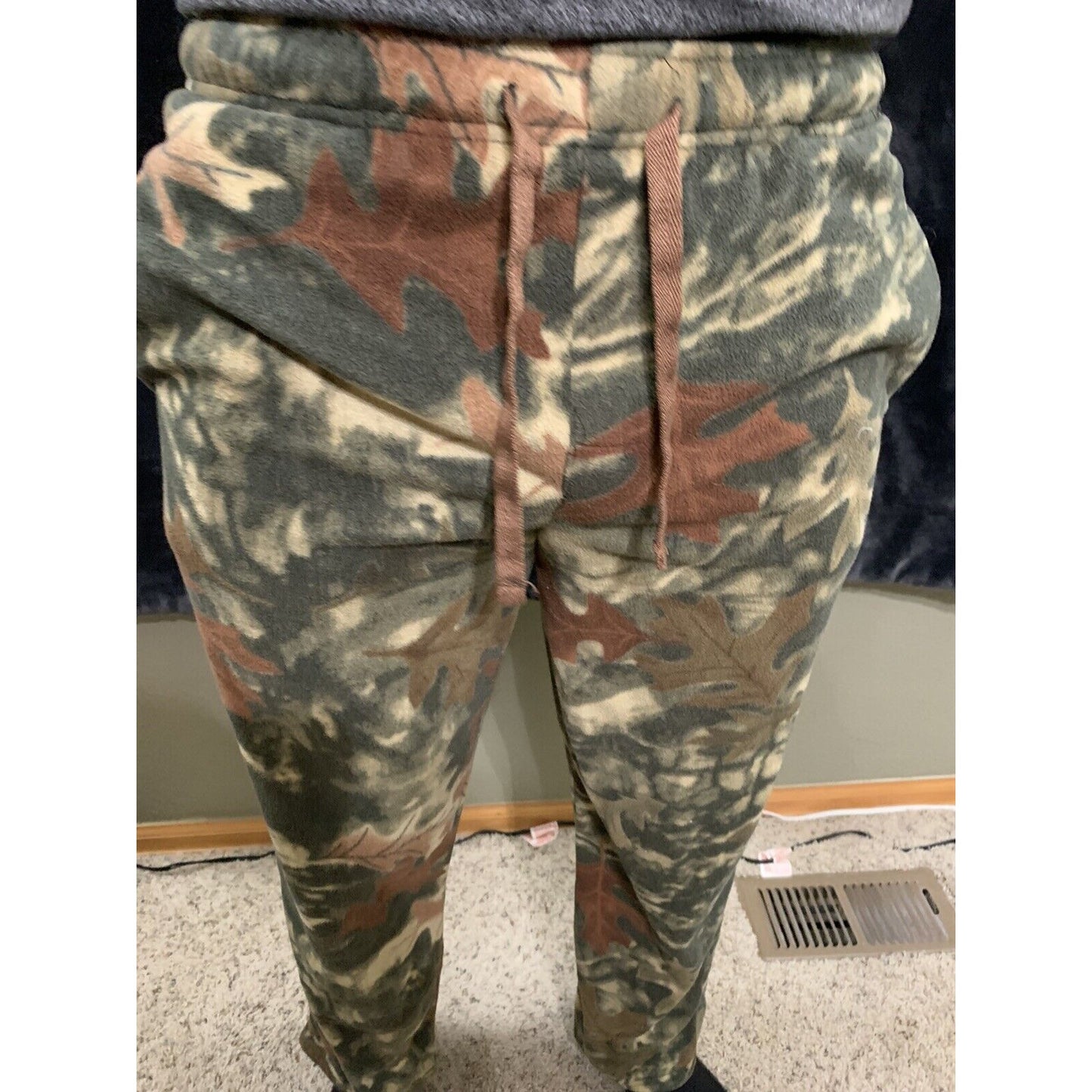 Arctic Trail Men's Fleece Sleep Lounge Pant Camo Leaves Size Medium Polyester