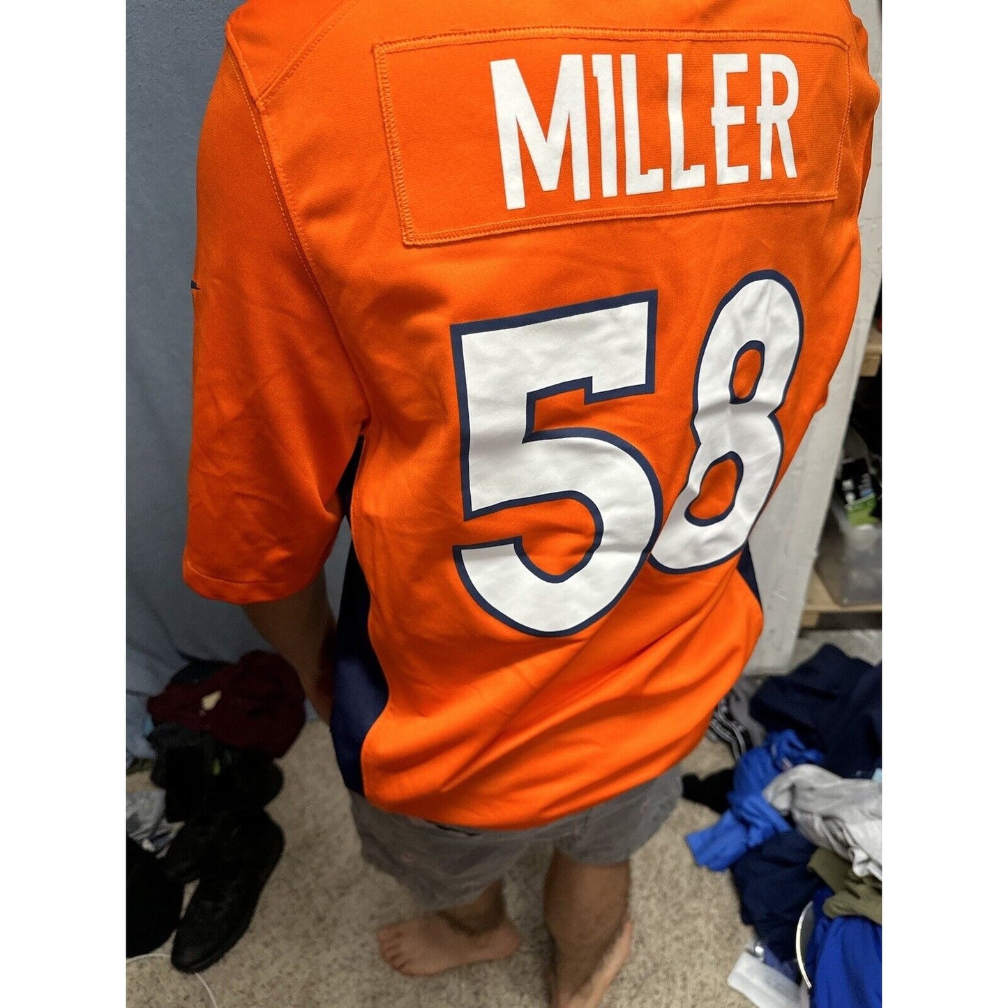 Men’s Denver Broncos Orange NFL Medium On Field Nike Football Jersey #58 Miller