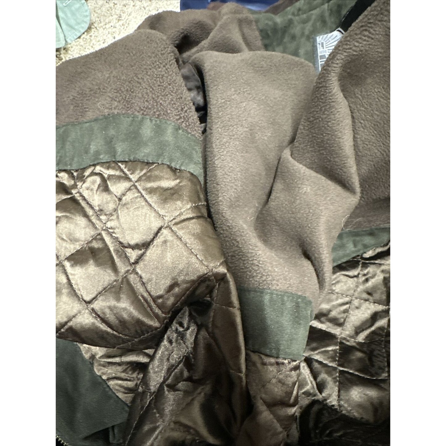 Men’s Forest Green Weather Report Full Zip Jacket Poly Suede Look