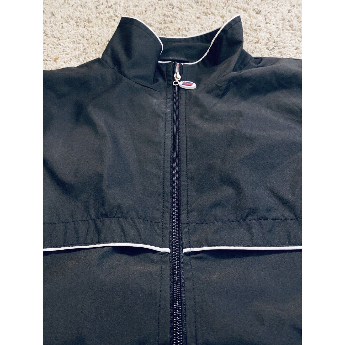 Soffe Men’s Full Zip Polyester Track Jacket Black/White Large