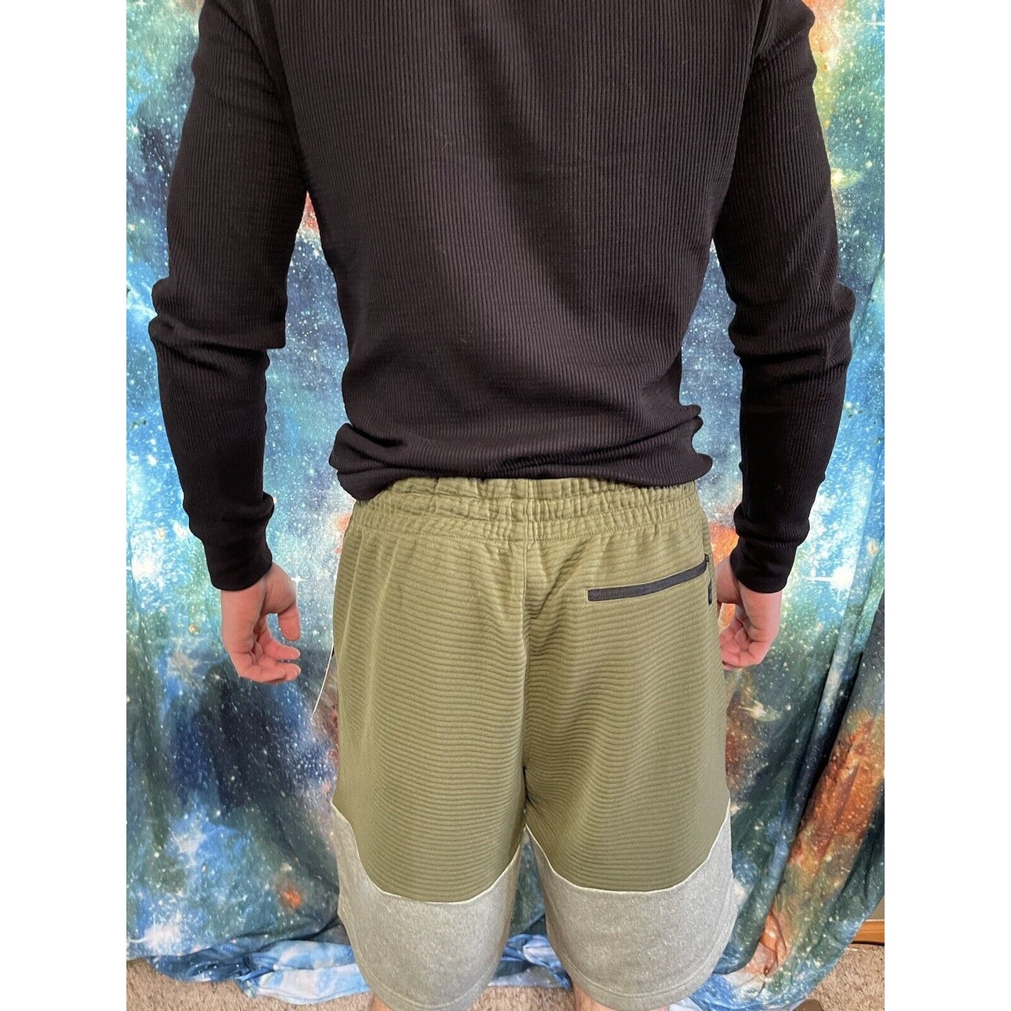 Michael Strahan Olive Green/gray Quick-Dri premium ultra fleece shorts XL