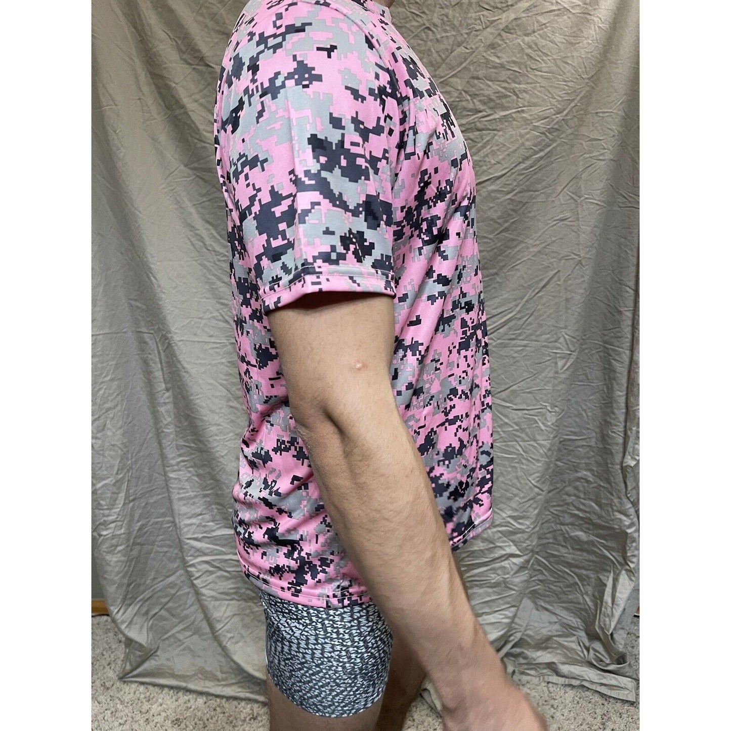 Boy's Youth Large Digi Camo Alleson Athletic Pink Compression Workout Shirt