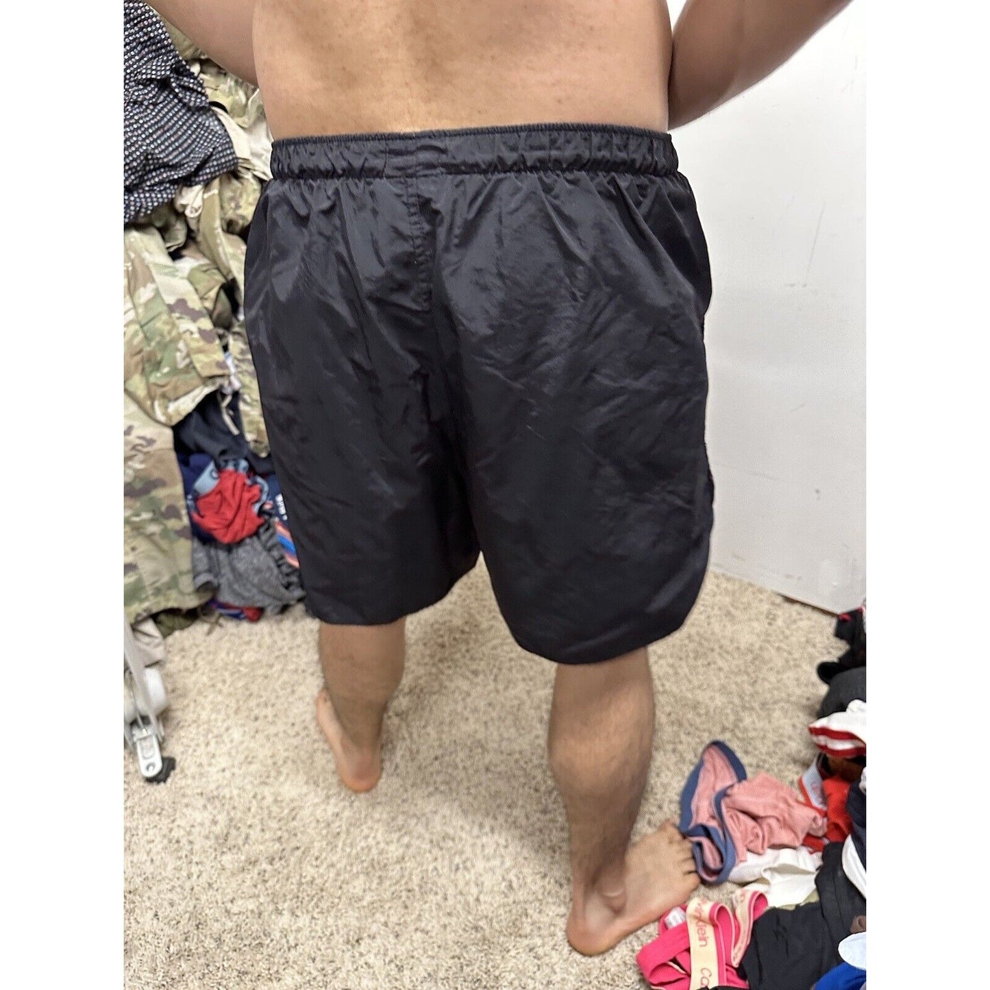 Men’s Army PT Shorts Vintage Black With Silver Reflective Logo Uniform Multi