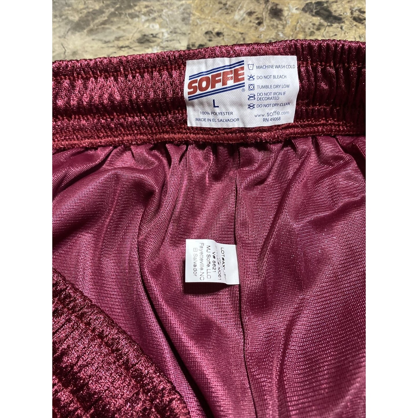Soffe Men’s Large Maroon Basketball Training Polyester Mesh Shorts