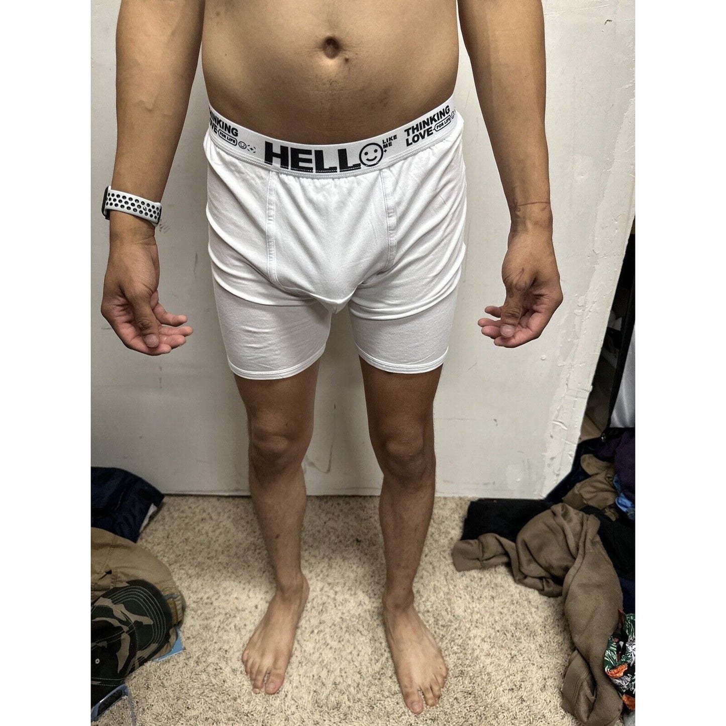 Men’s White Medium Hello Thinking Love For Life Boxer Briefs