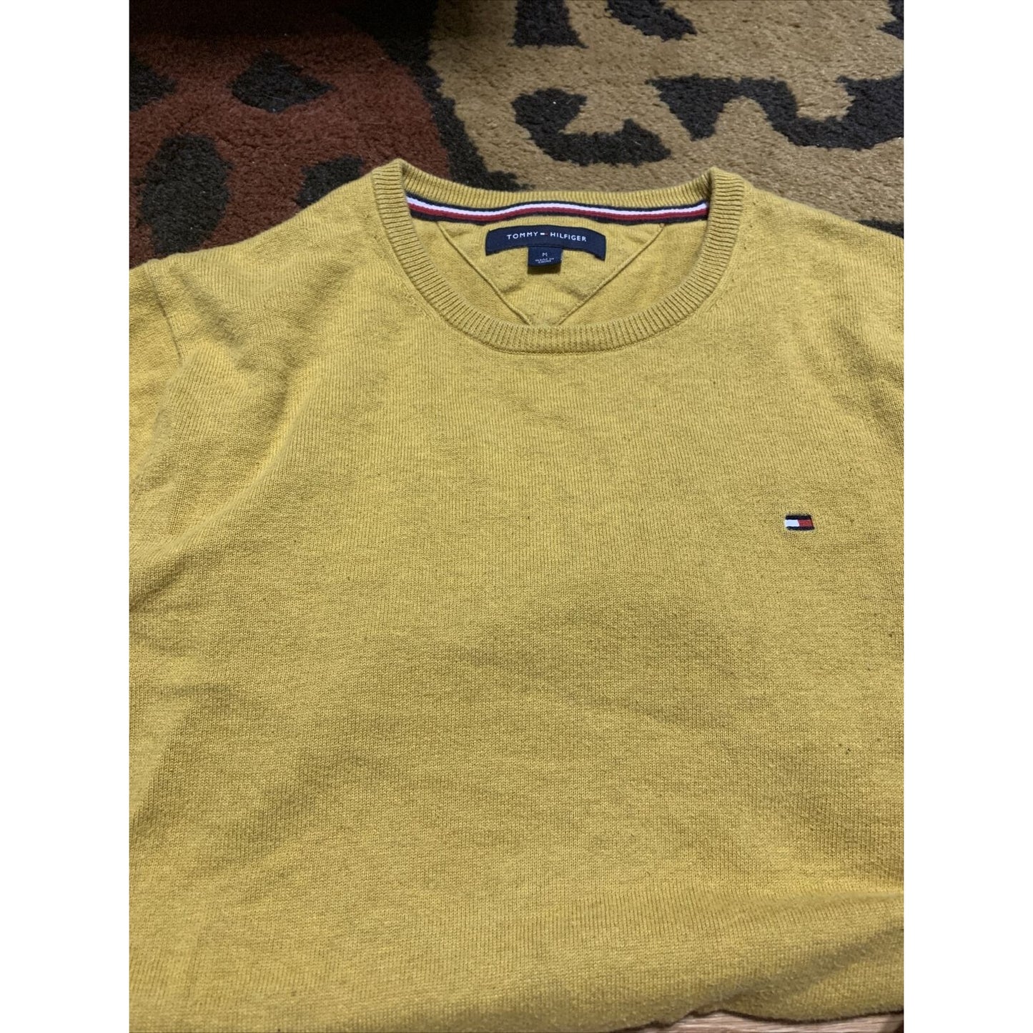 Tommy Hilfiger Mustard Yellow Crew Neck Men’s Medium Sweater