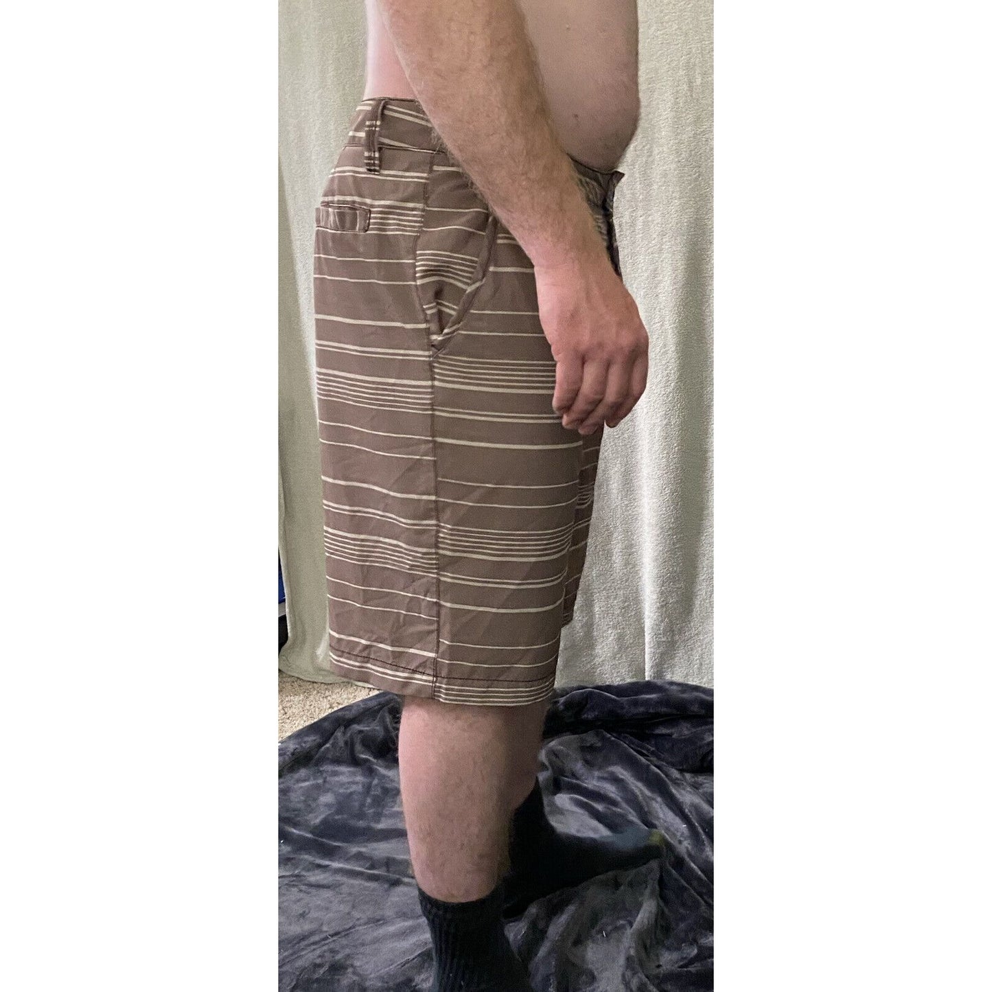 Kanu Surf Men’s Size 34 Brown Stripes Polyester-spandex Board Shorts