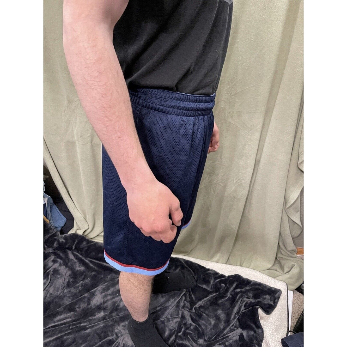 Nike Dri-Fit Classic Mens Mesh Basketball Shorts Size Small Blue Red Loose Fit