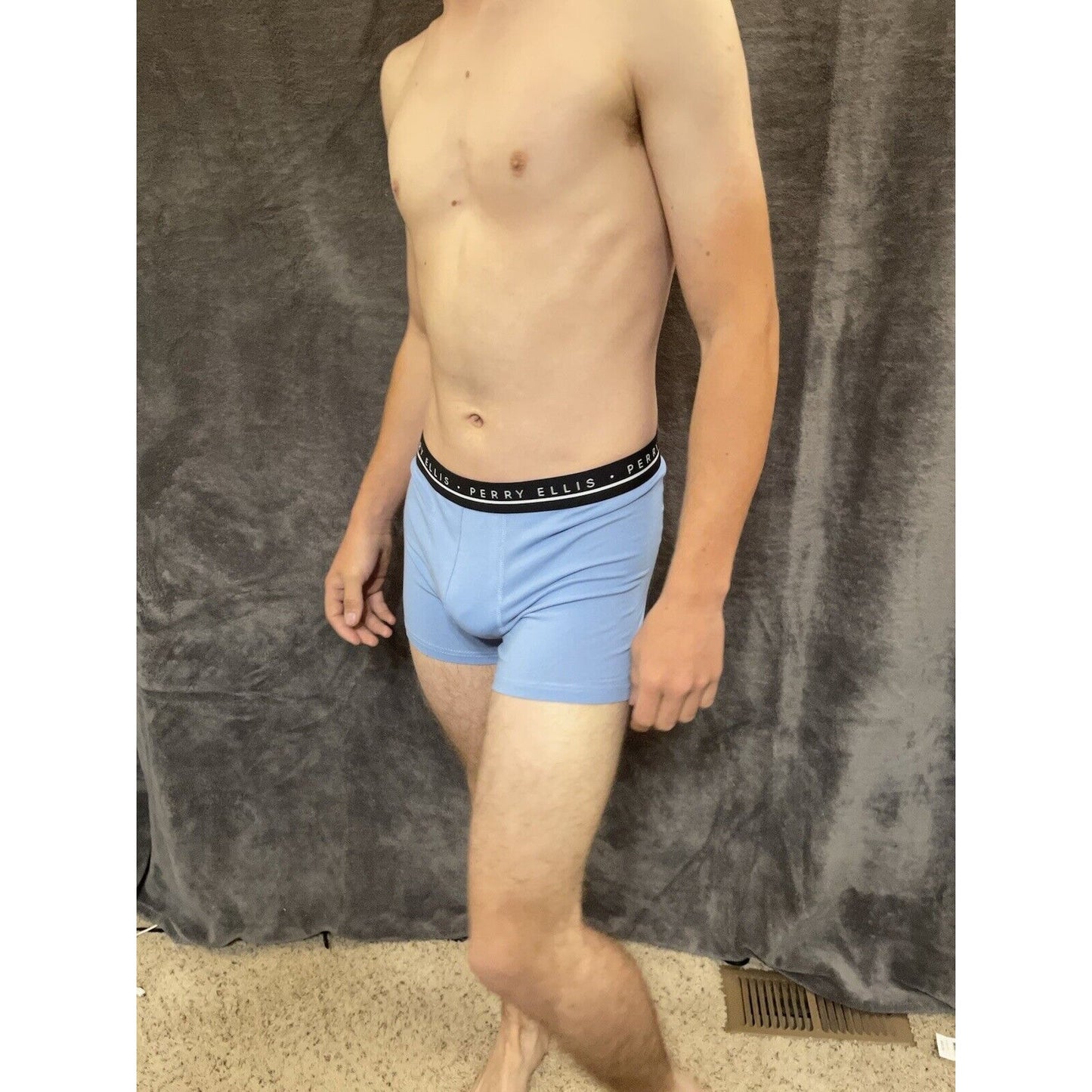 men's light blue perry ellis portfolio 5% spandex boxer brief Medium