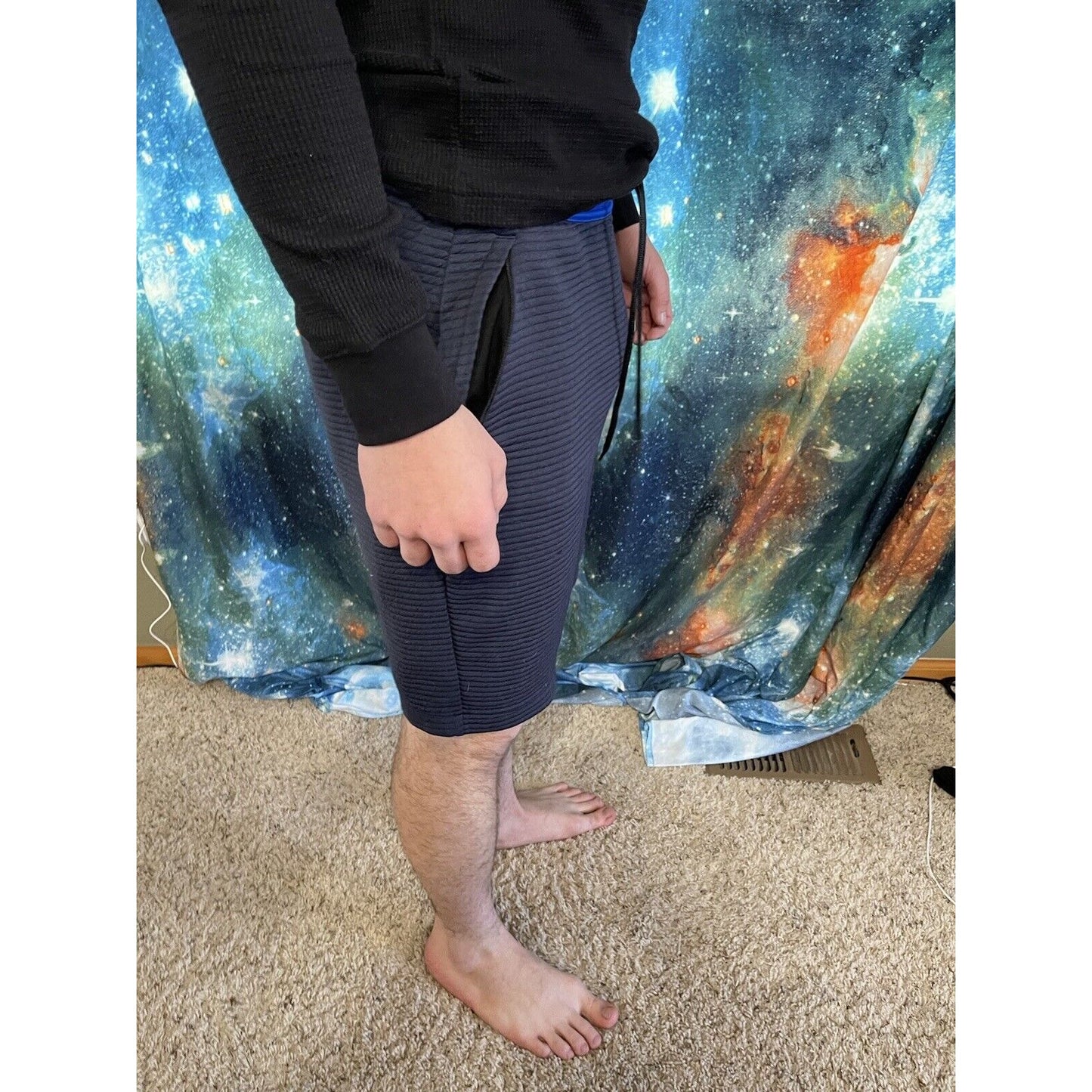 Michael Strahan Olive Dark Blue Quick-Dri premium ultra fleece shorts Medium