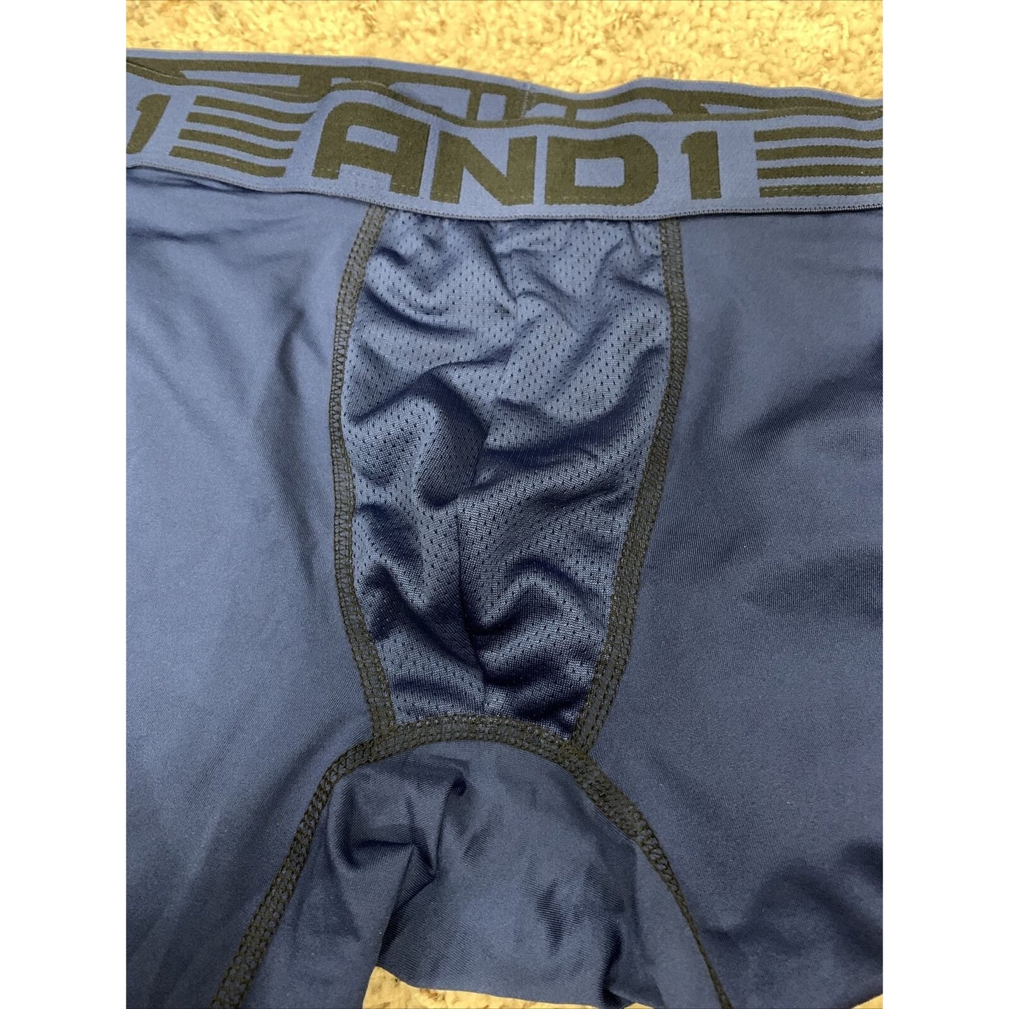 Men’s Blue With Black Band Medium AND1 Compression Performance Boxer Briefs