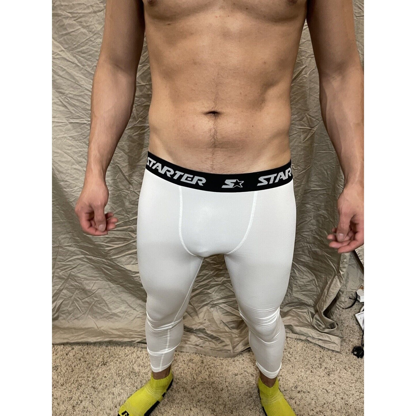 boy's youth large 10-12 starter white base layer compression pants