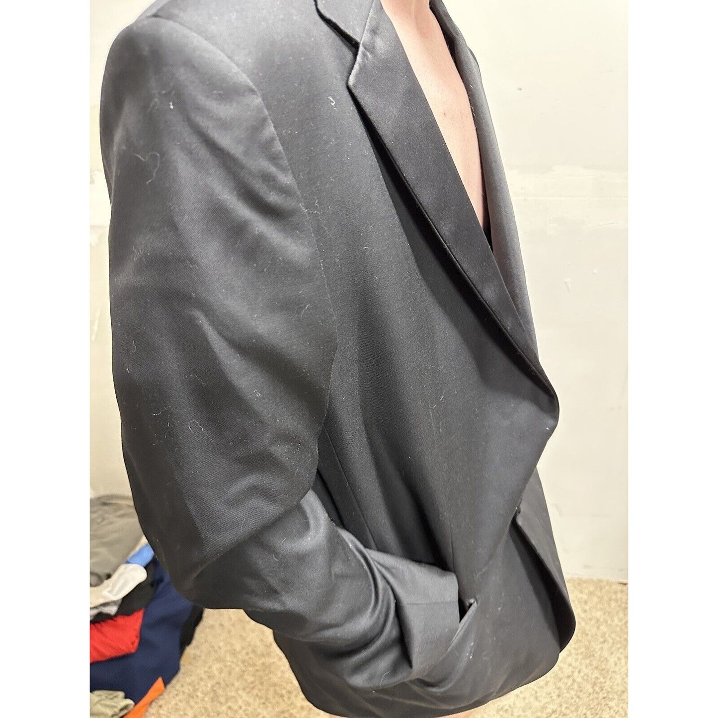 men’s lana lux merino wool super 140s prontomoda italia black coat 38R