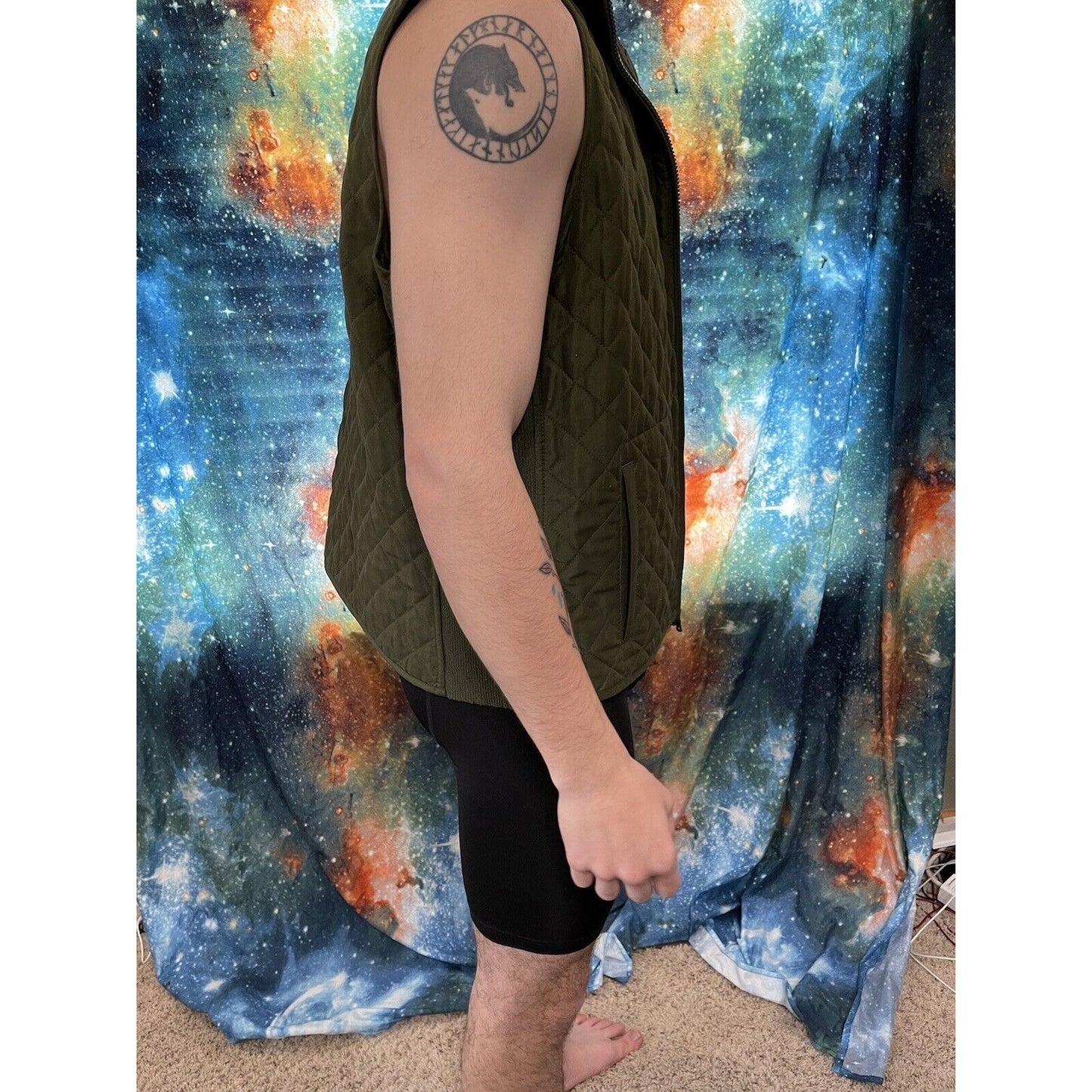 Men's Chaps Denim sleeveless vest brown and olive green Size 1X