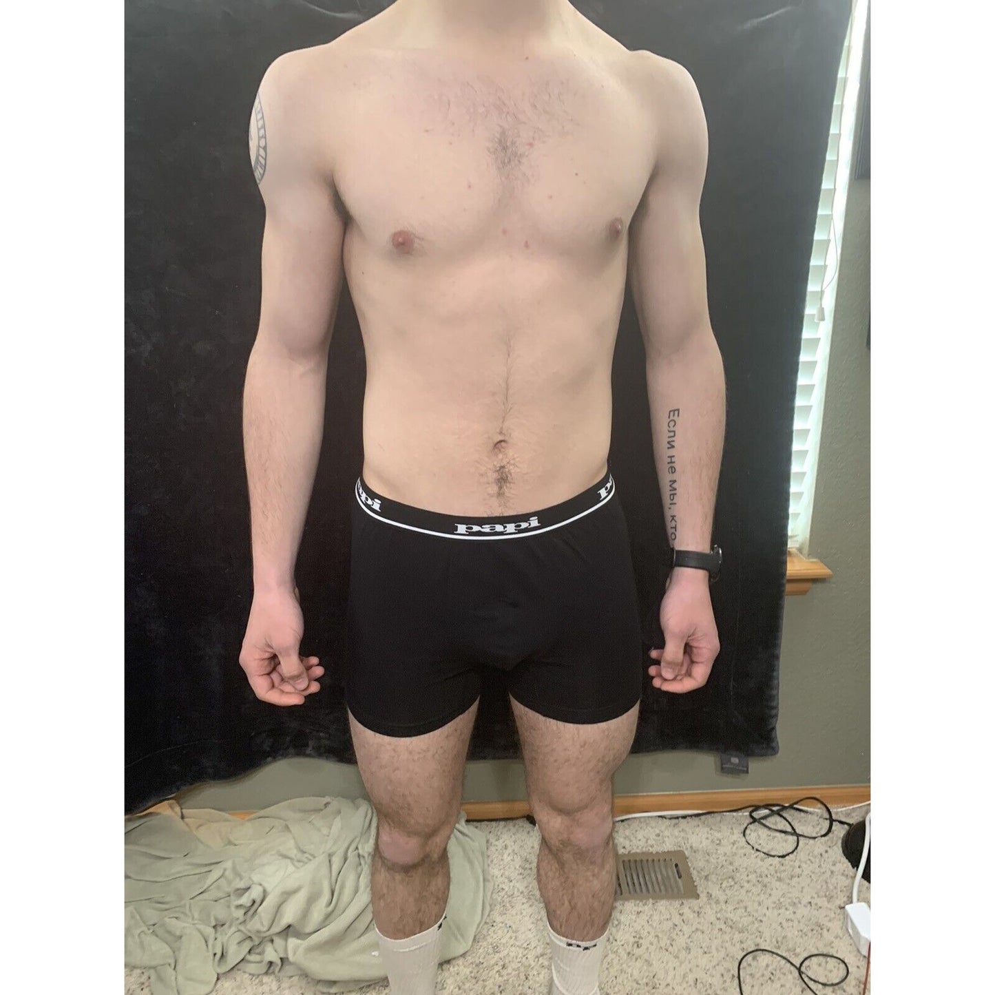 Men’s Papi Medium Boxer Briefs Black 5% Spandex