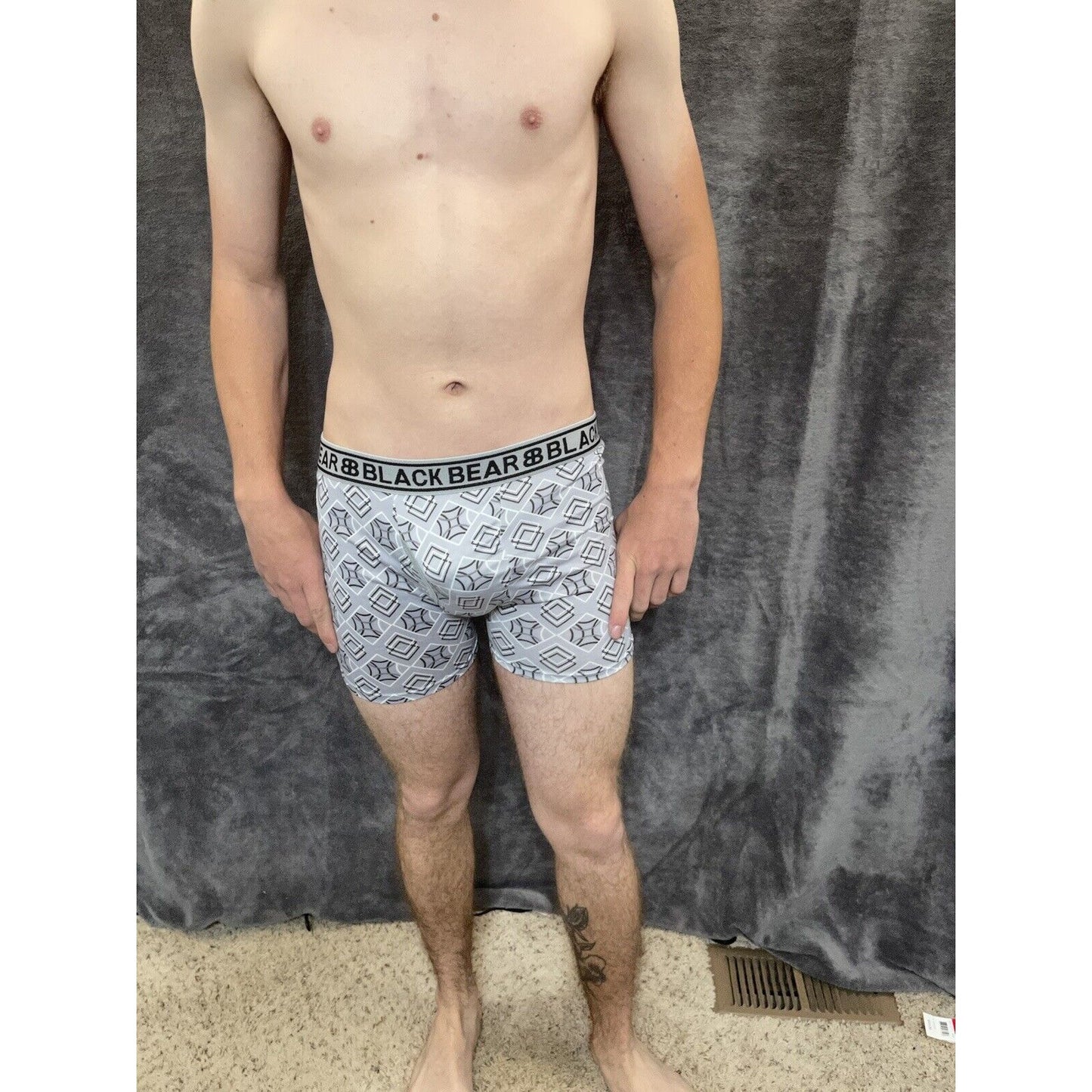 men's medium athletic trunk style black bear boxer brief Gray With Squares