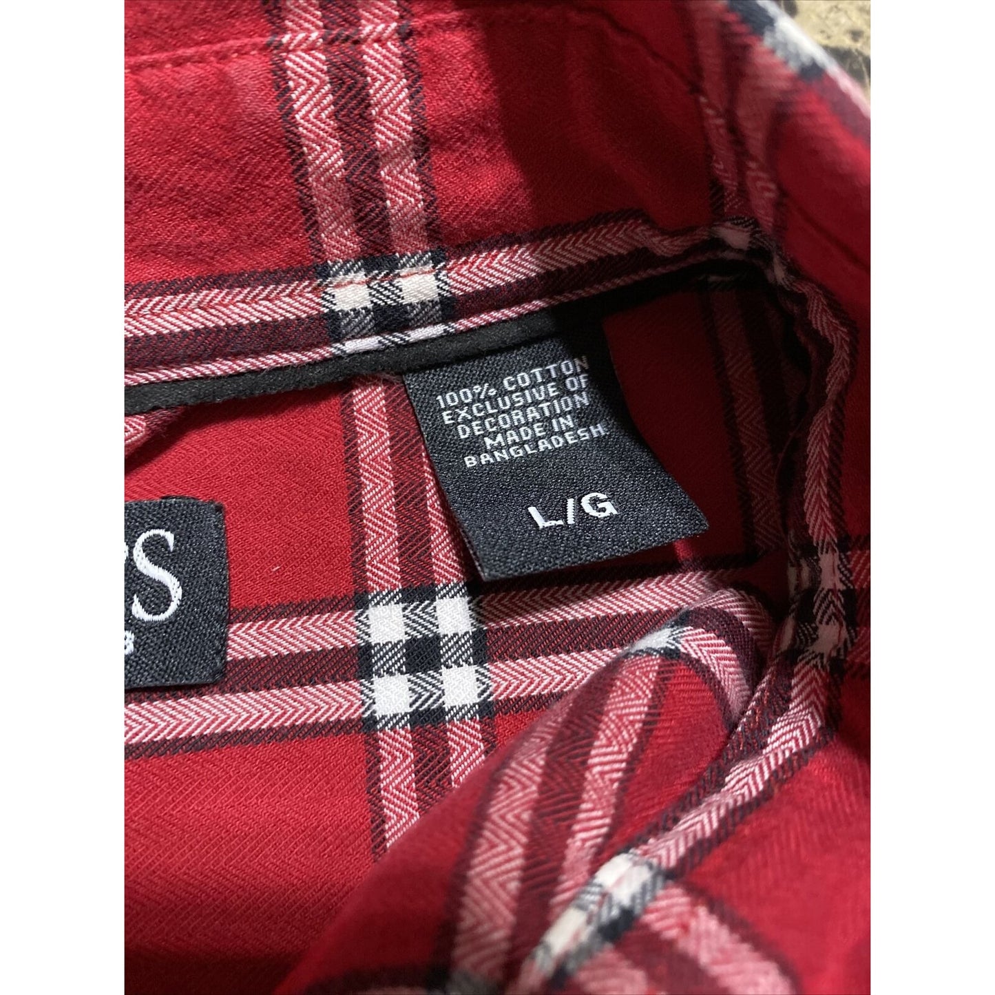 Chaps Ralph Lauren Men’s Large Red Plaid Button-down Cotton Long Sleeves Shirt