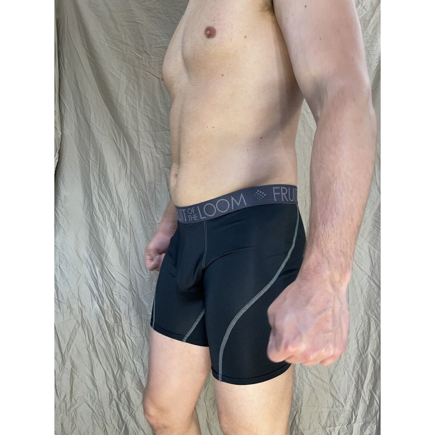 men's fruit of the loom XL compression boxer briefs breathable Black