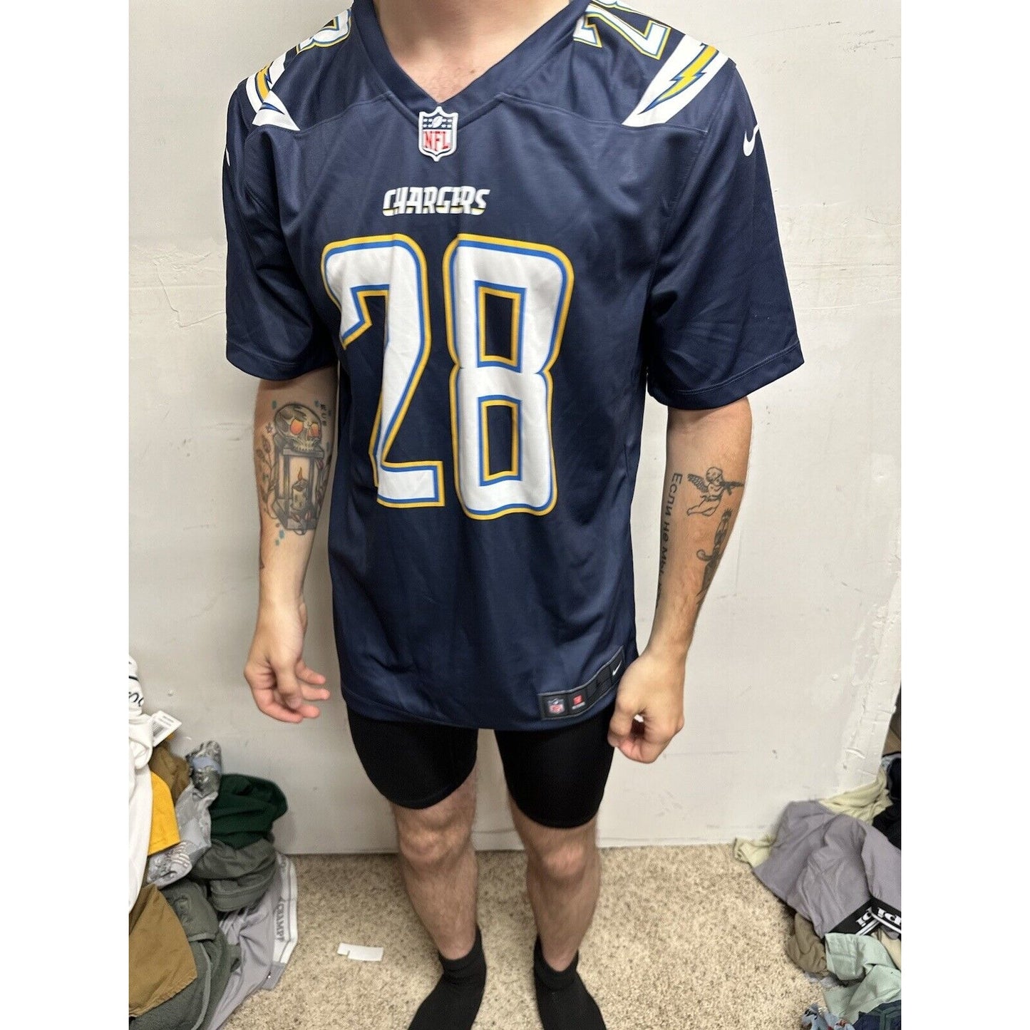 Men’s NFL Players Chargers Large 28 Gordon III Nike Dri Fit Jersey Onfield