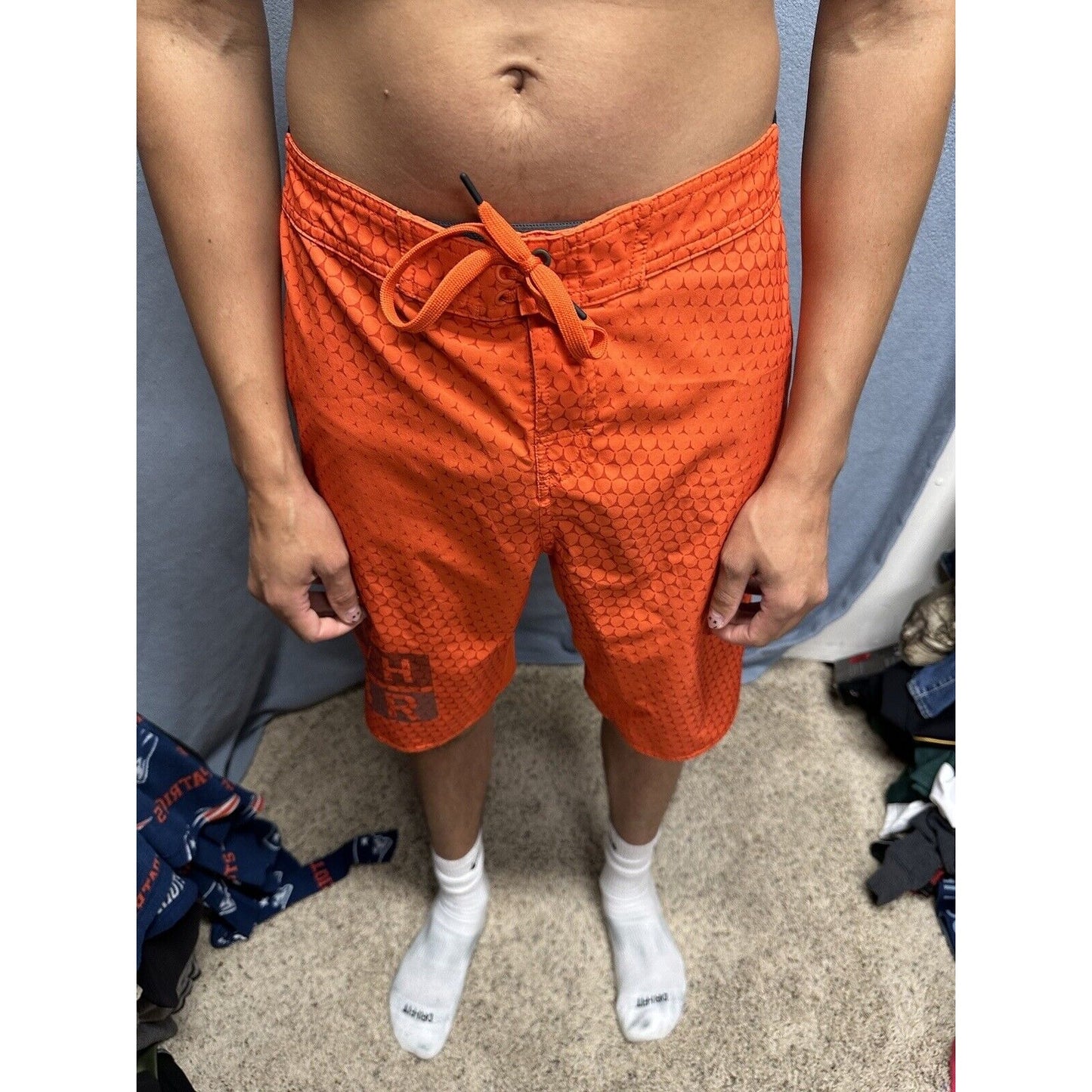 Men’s Orange Reebok Large Movement Zones Trunks Board Shorts