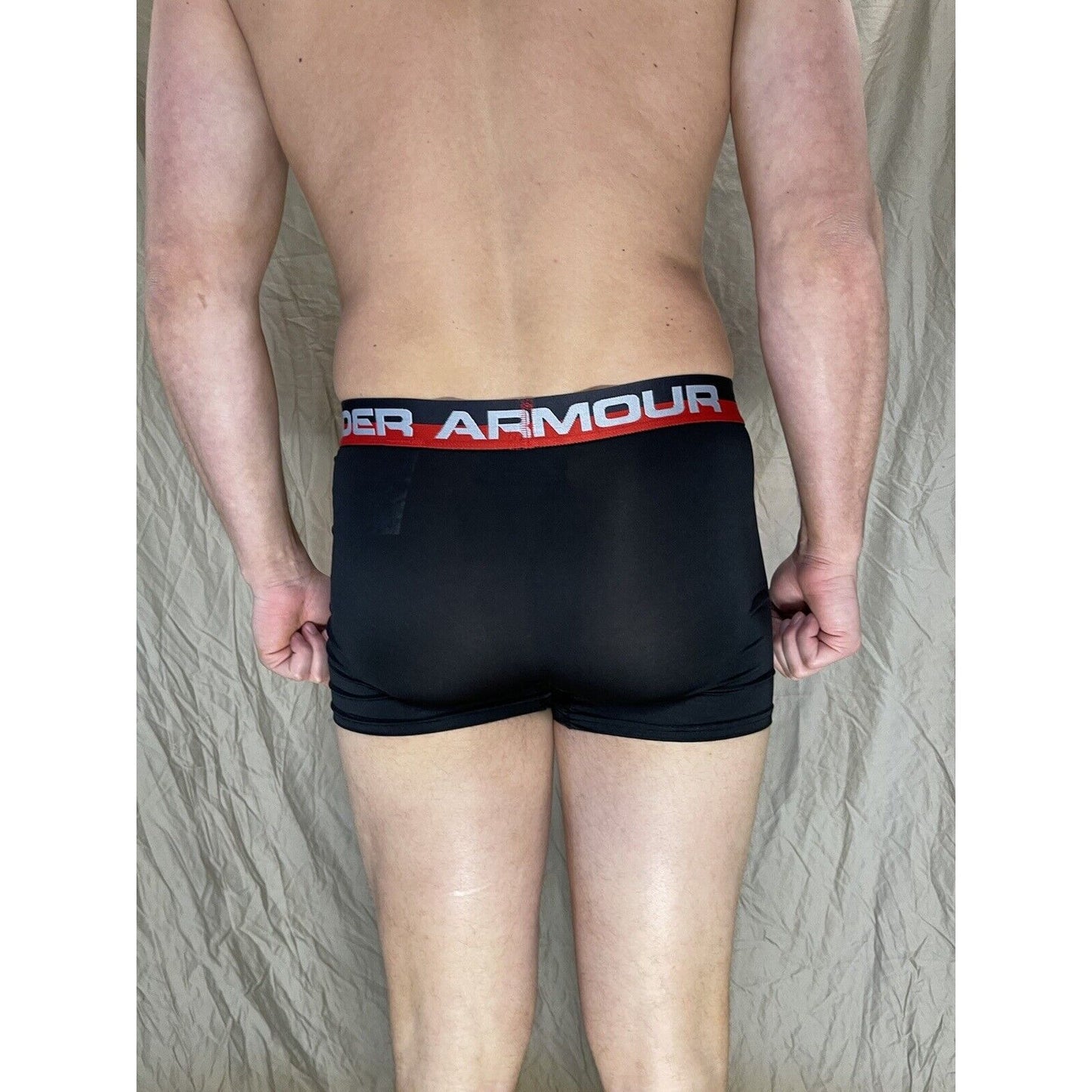 boys under armour black boxerjock red and black band youth XL