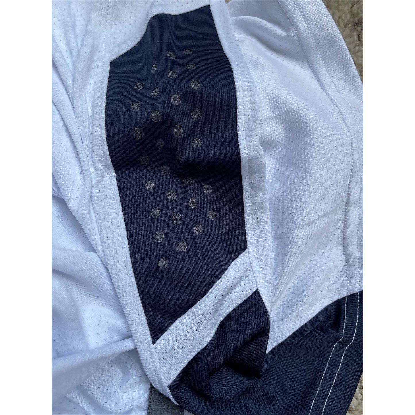 Men's white with dark blue warrior adult small Basketball Style Shorts No Pocket