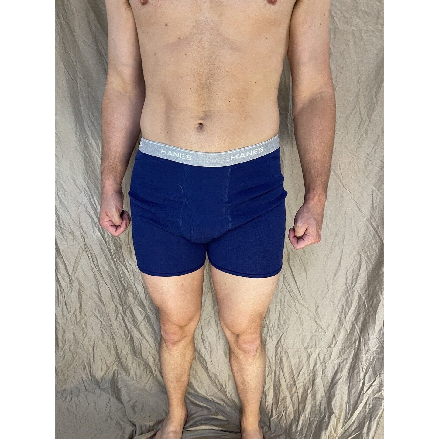 men's hanes blue boxer brief comfort flex large
