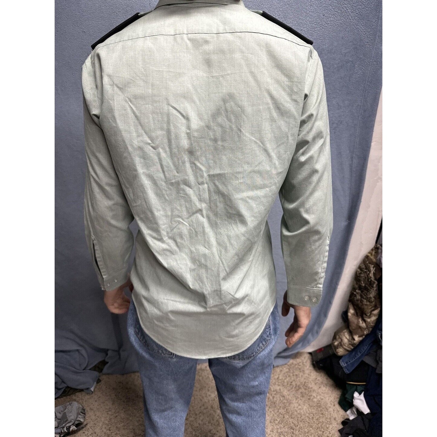 Men’s Army Green DSCP 14.5 X 30/31 Long Sleeve Button Up Uniform Dress Shirt