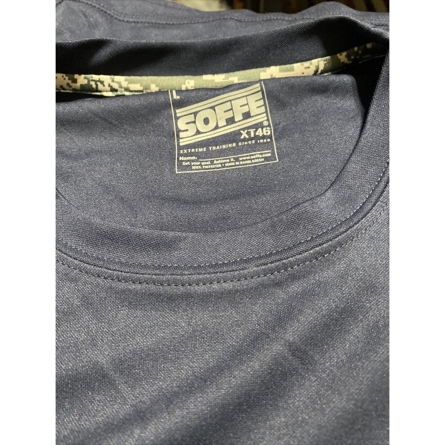 Soffe Extreme Training XT46 Mens Large Navy Blue Camo Polyester Long Sleeves NWT
