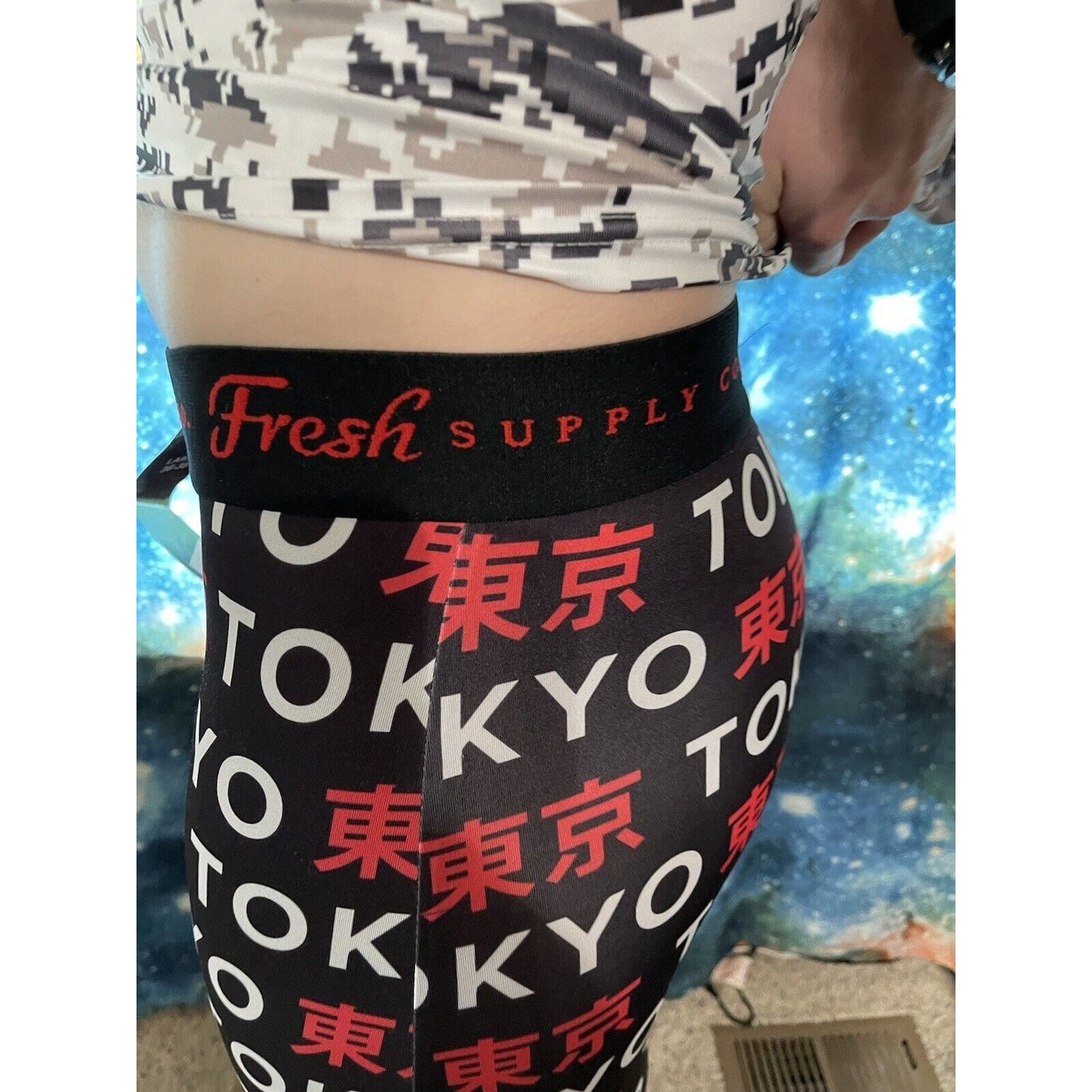 Men's Large Fresh Supply Tokyo white compression shorts