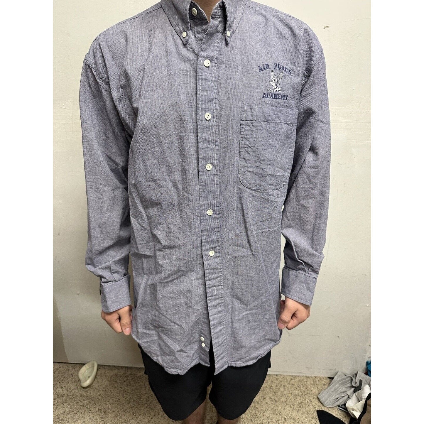Men’s Blue Vantage Medium Long Sleeve Button Up Air Force Academy USAFA Shirt