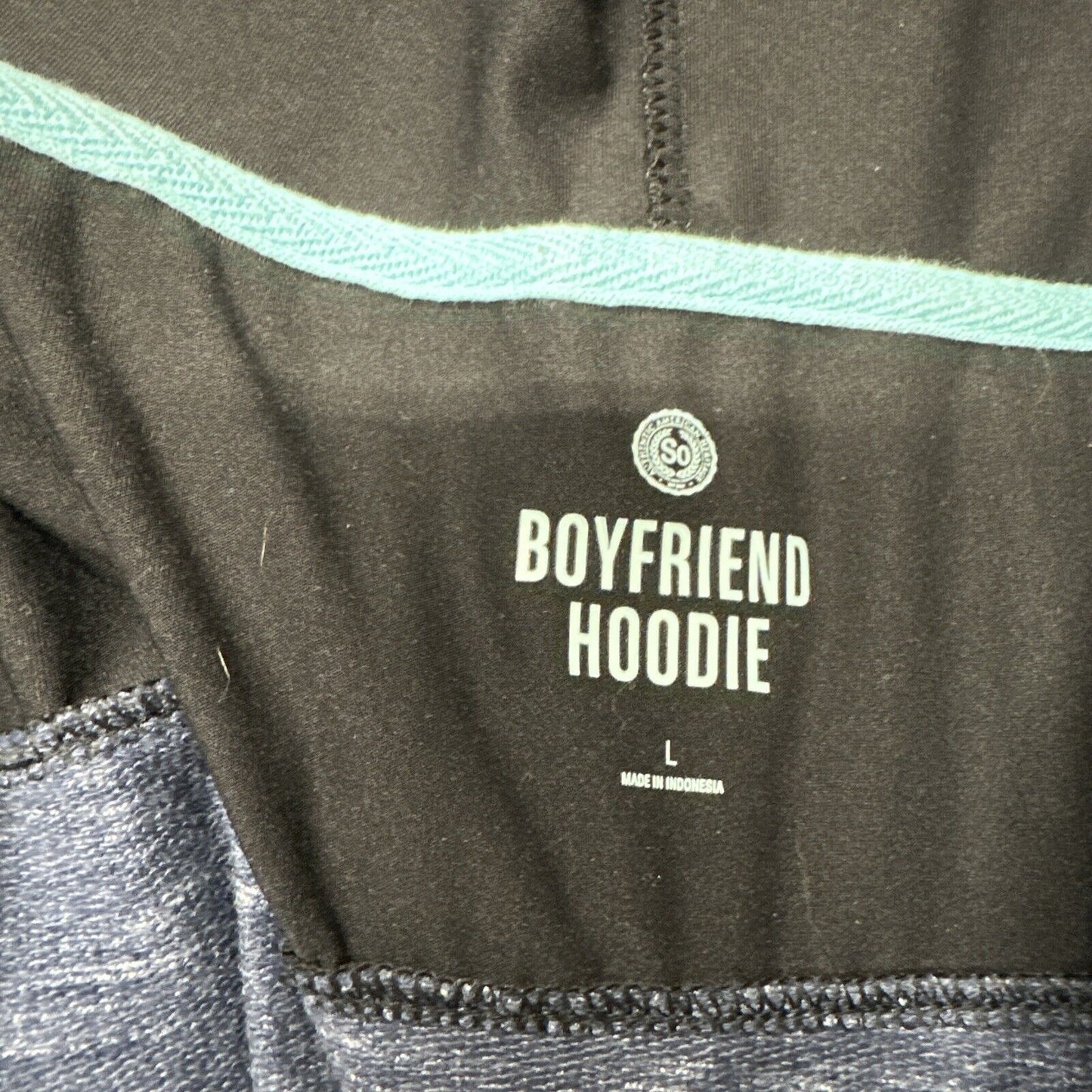 Men’s Blue And Black Boyfriend Hoodie Large Full Zip
