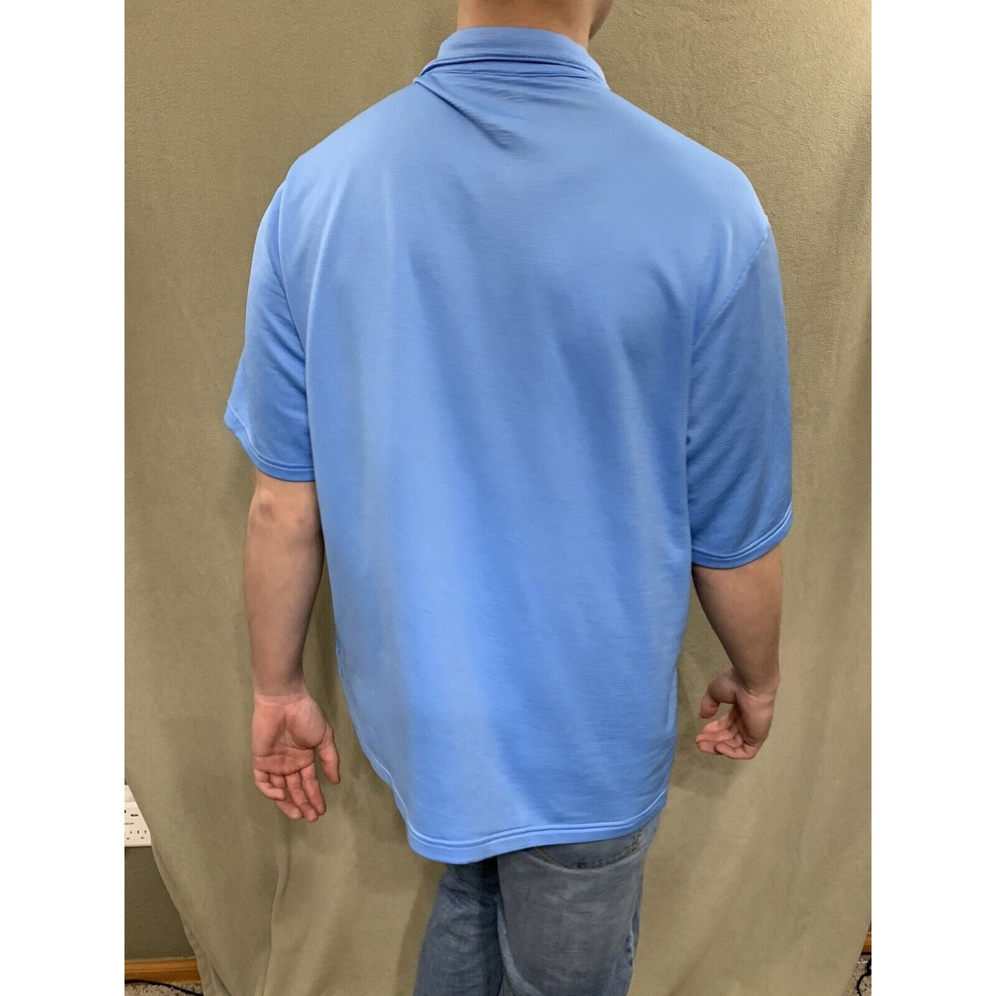 Nike Mens Large Golf Polo Blue Short Sleeve Shirt Dri Fit