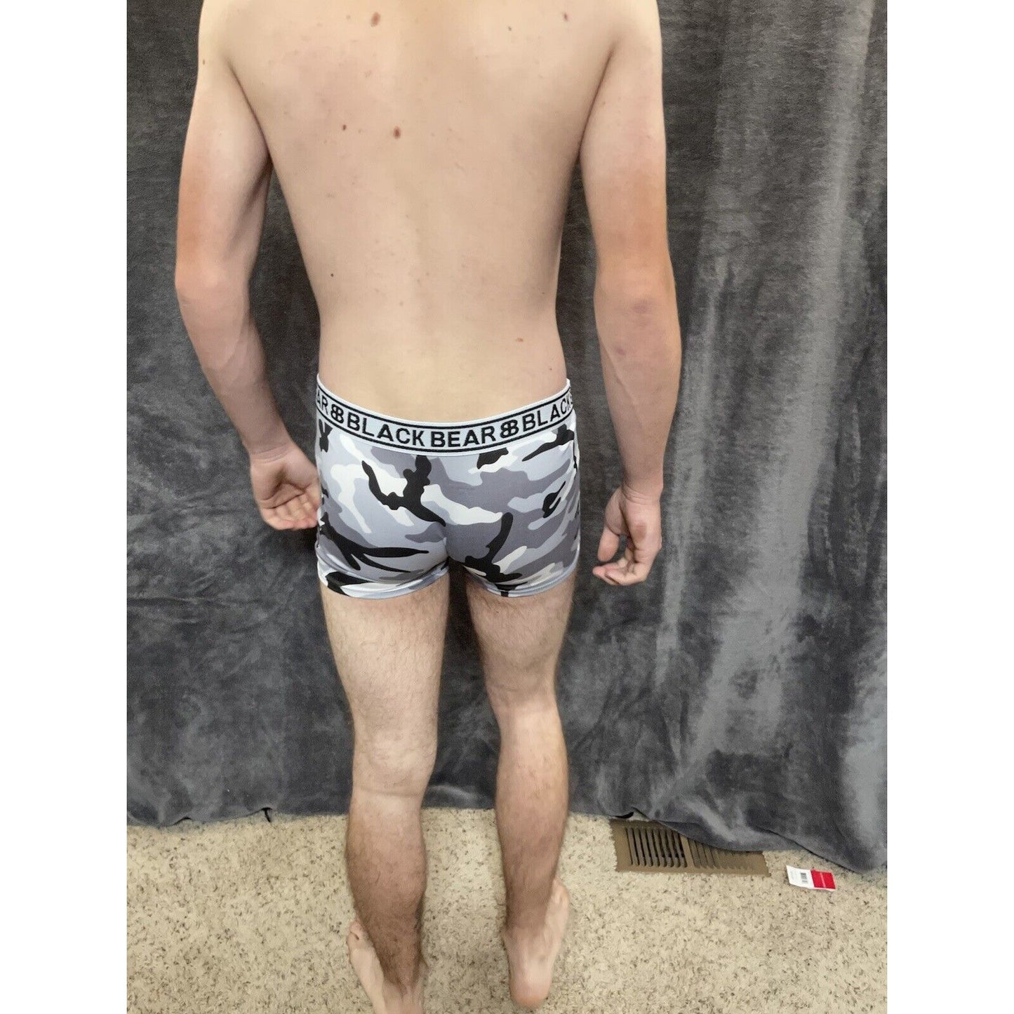men's medium athletic trunk style black bear boxer brief Gray And Black Camo