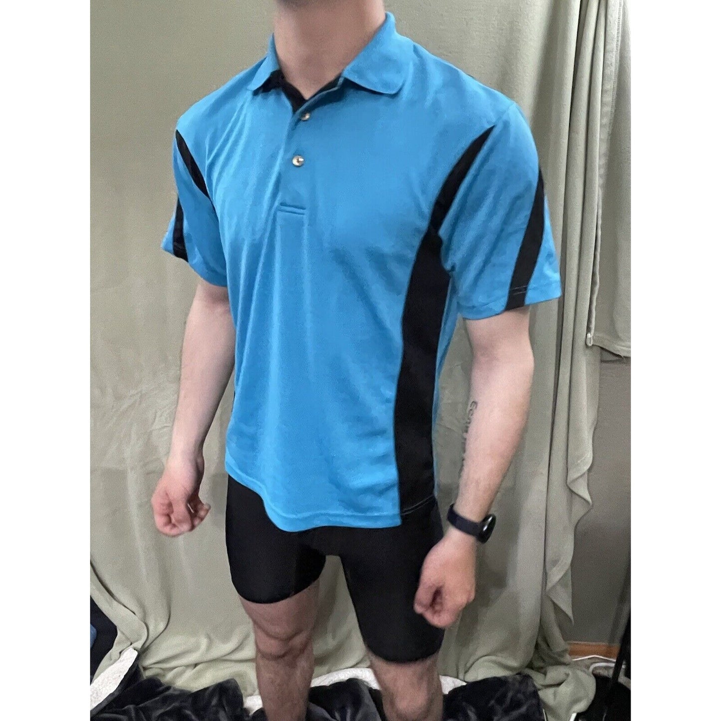 Men’s Grand Slam AirFlow Small Teal Polo Three Button with Black Accents