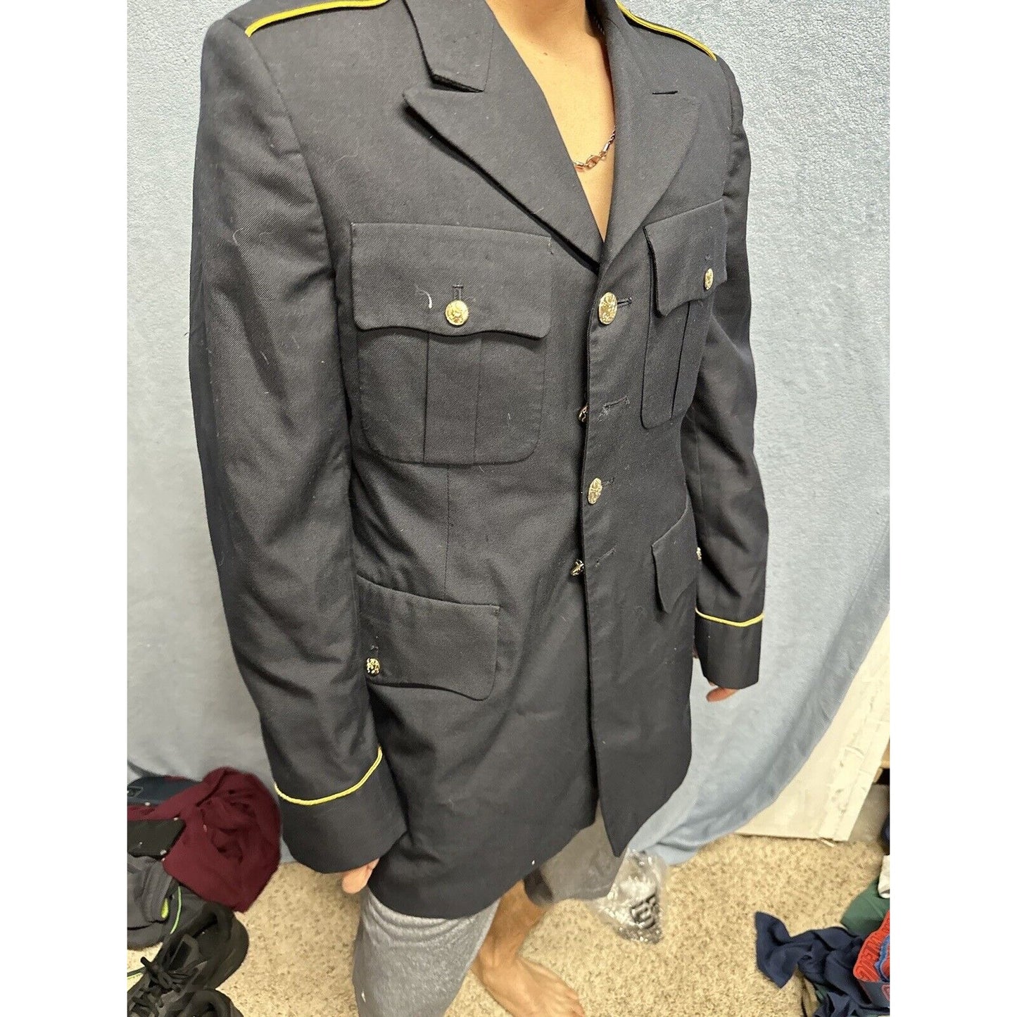Men’s Army Coat Army Blue 450 Poly Wool 38L C Uniform Coat Top