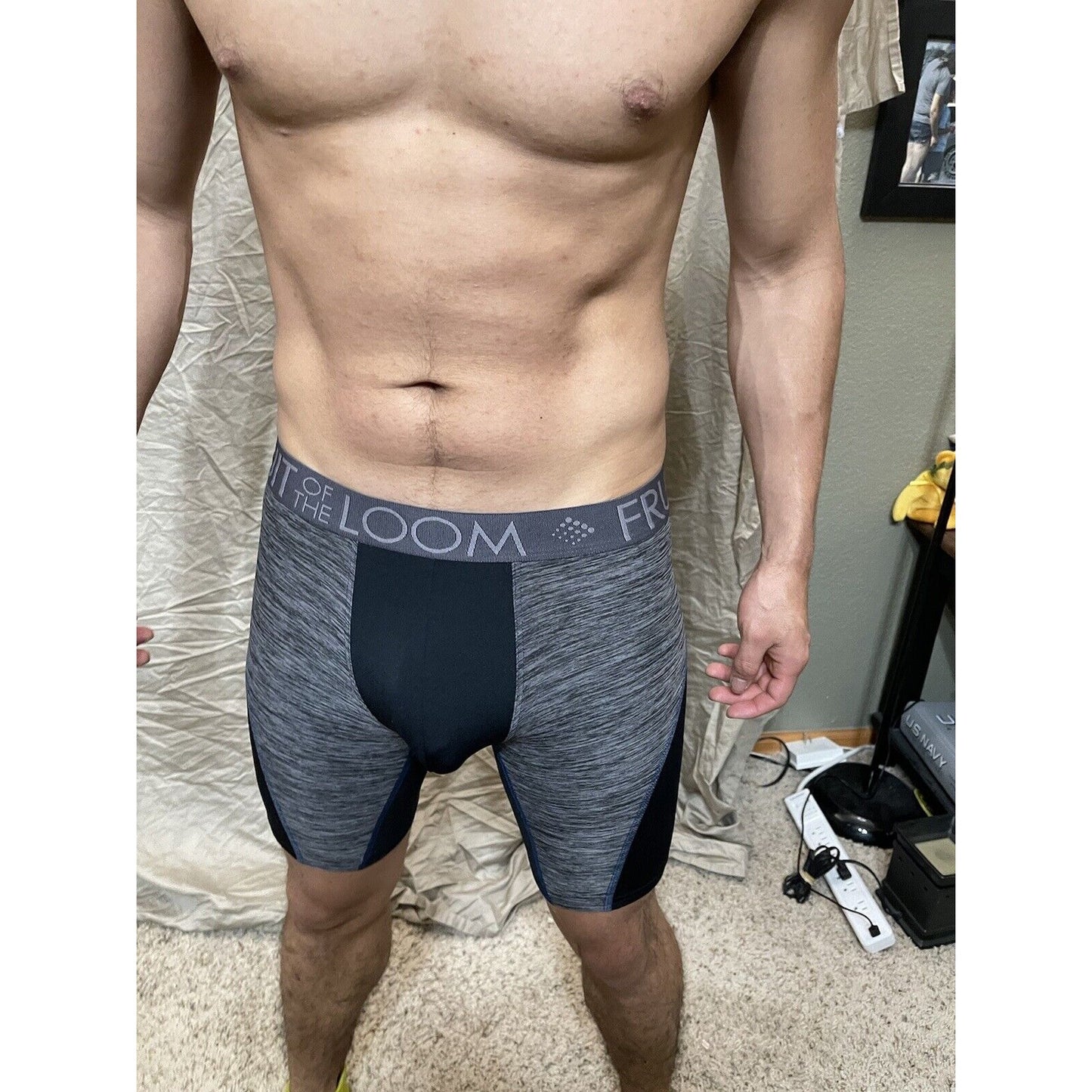 men's fruit of the loom black And Gray compression boxer shorts breathable S