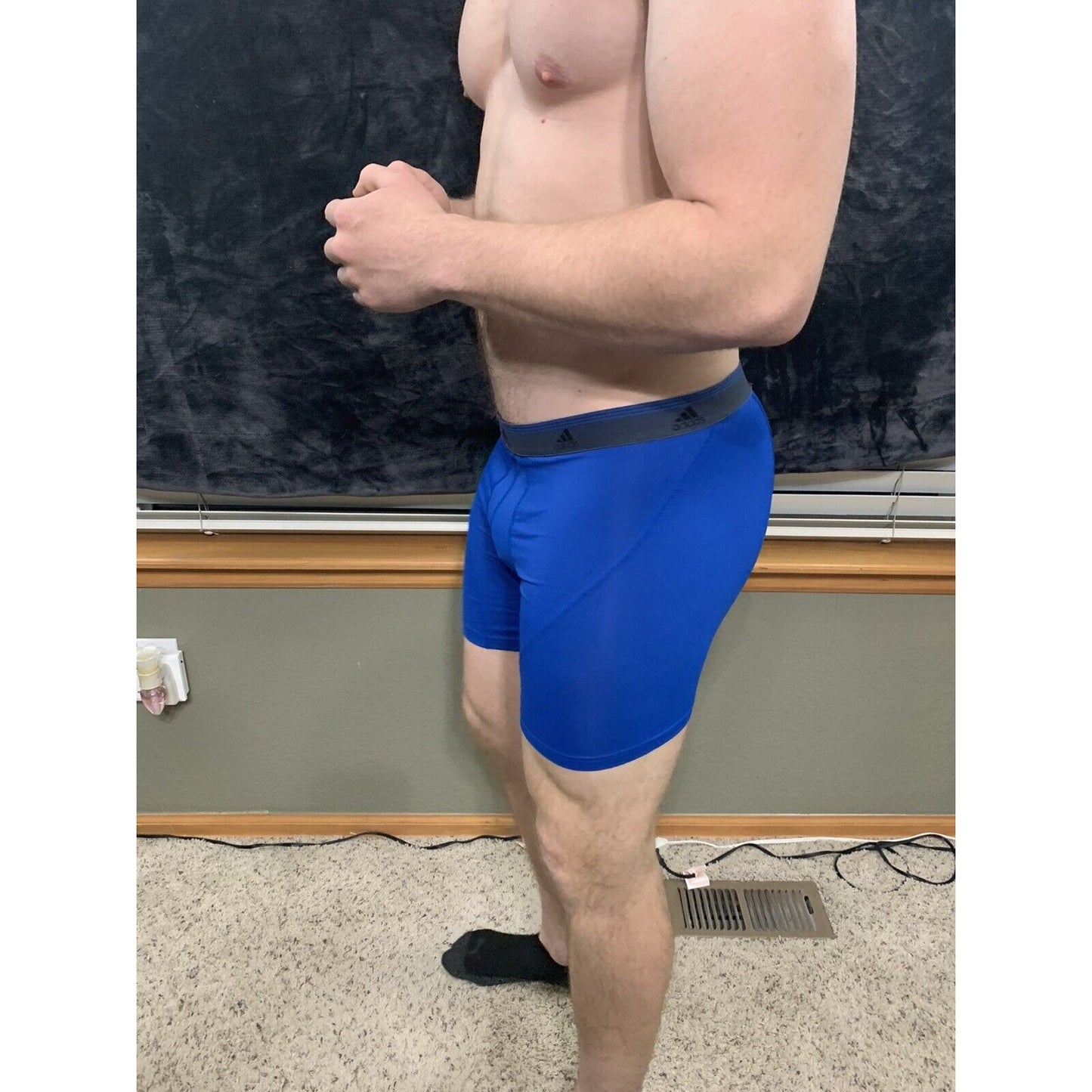 Men’s Adidas 9% Spandex Compression Shorts Royal Blue XL