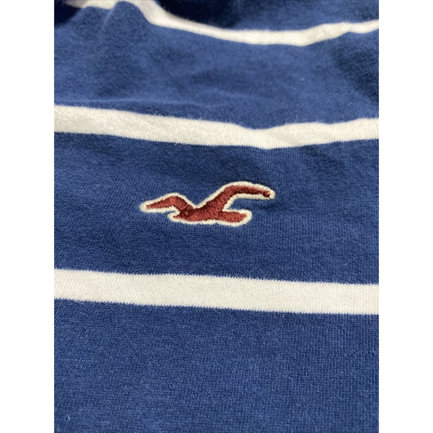 Hollister Men’s XL Midnight Blue & White Stripes Cotton Polo Shirt