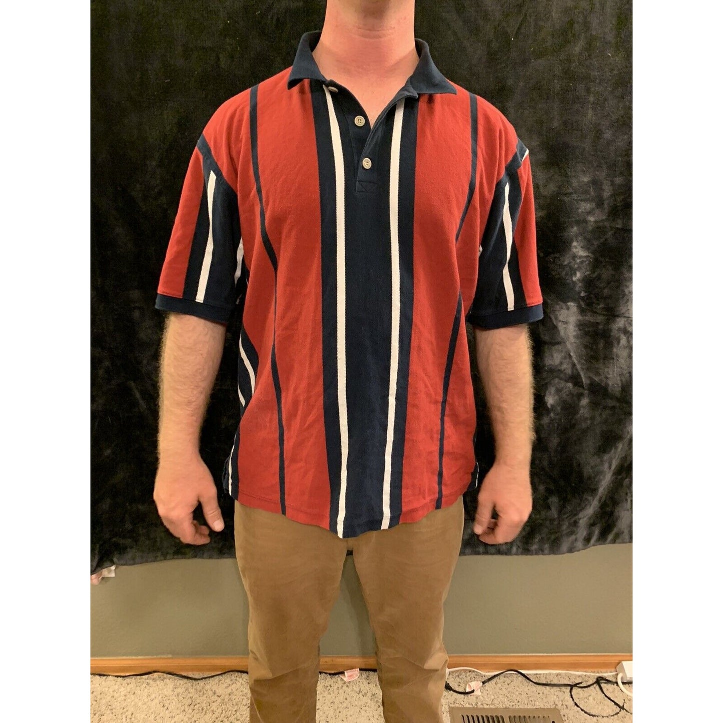 Callaway Golf Short Sleeve Red/Blue/white Combed Cotton Sport Polo Shirt Mens XL