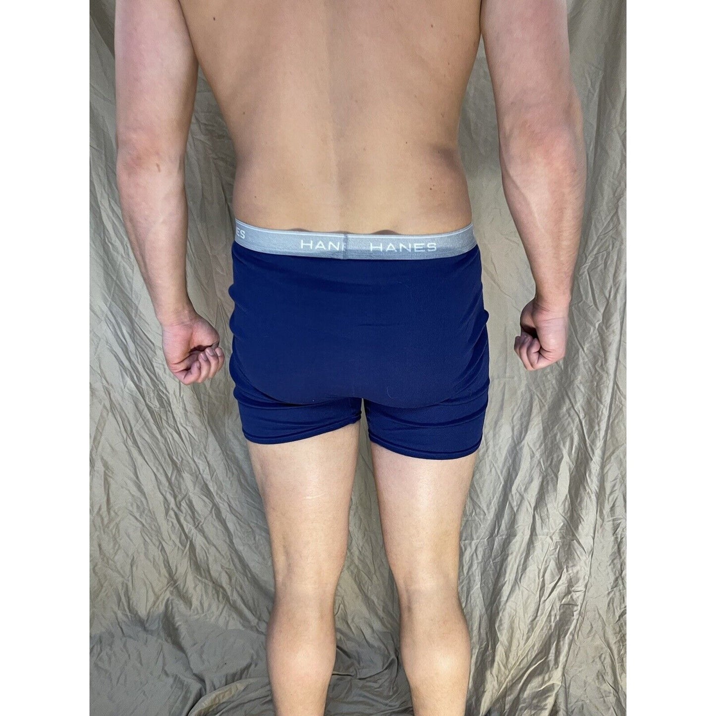 men's hanes blue boxer brief comfort flex large